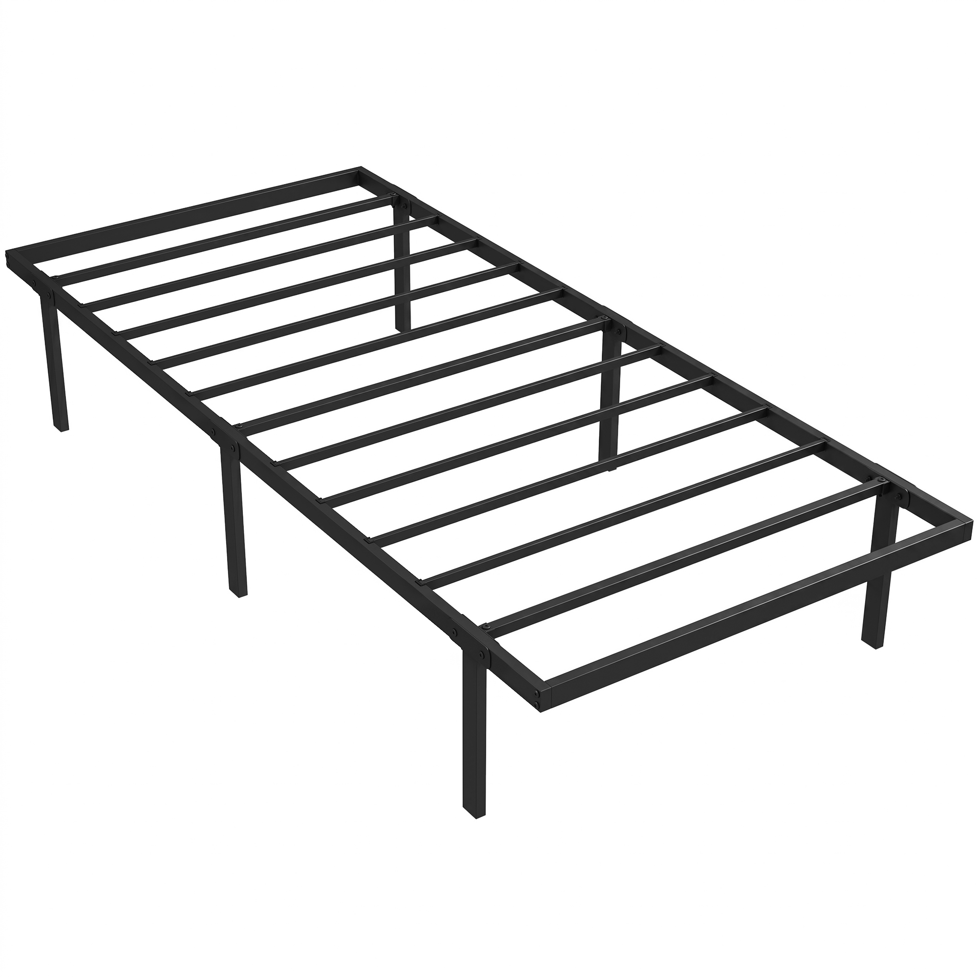 Bettgestell, 90 x 200 cm Metallbett mit Stauraum unter dem Bett, Metallgestell mit Lattenrost, kein Boxspring nötig