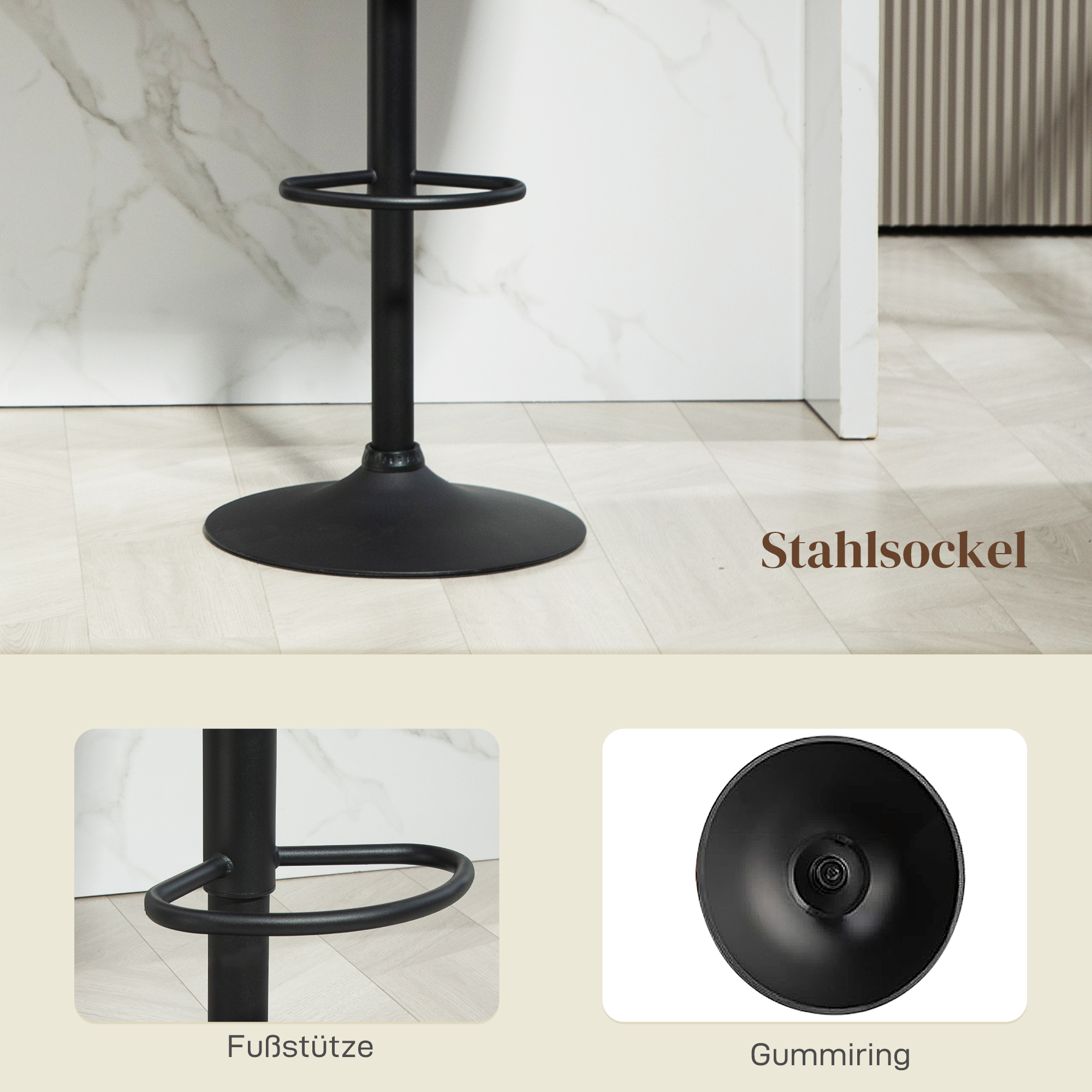 Barhocker 2er-Set, Schalenrücken, höhenverstellbar, Fußstütze, für Küche oder Esszimmer, Metallbasis, Dunkelgrau
