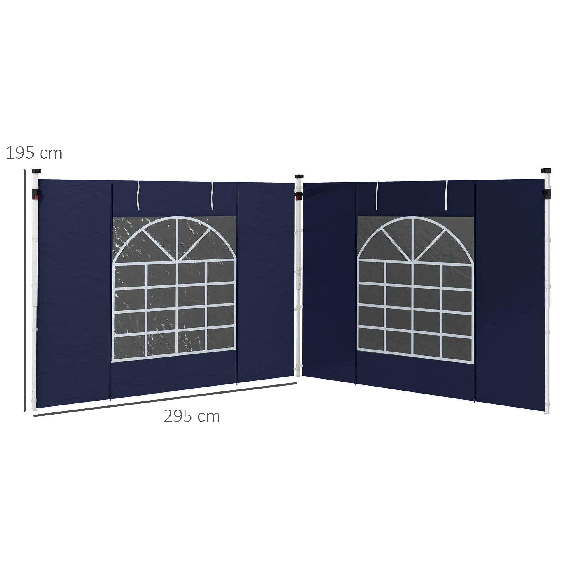 Pavillon-Vorhänge, 2er-Set, für 3x6m oder 3x3m Gartenpavillons, mit Fenstern und Türen, Blau