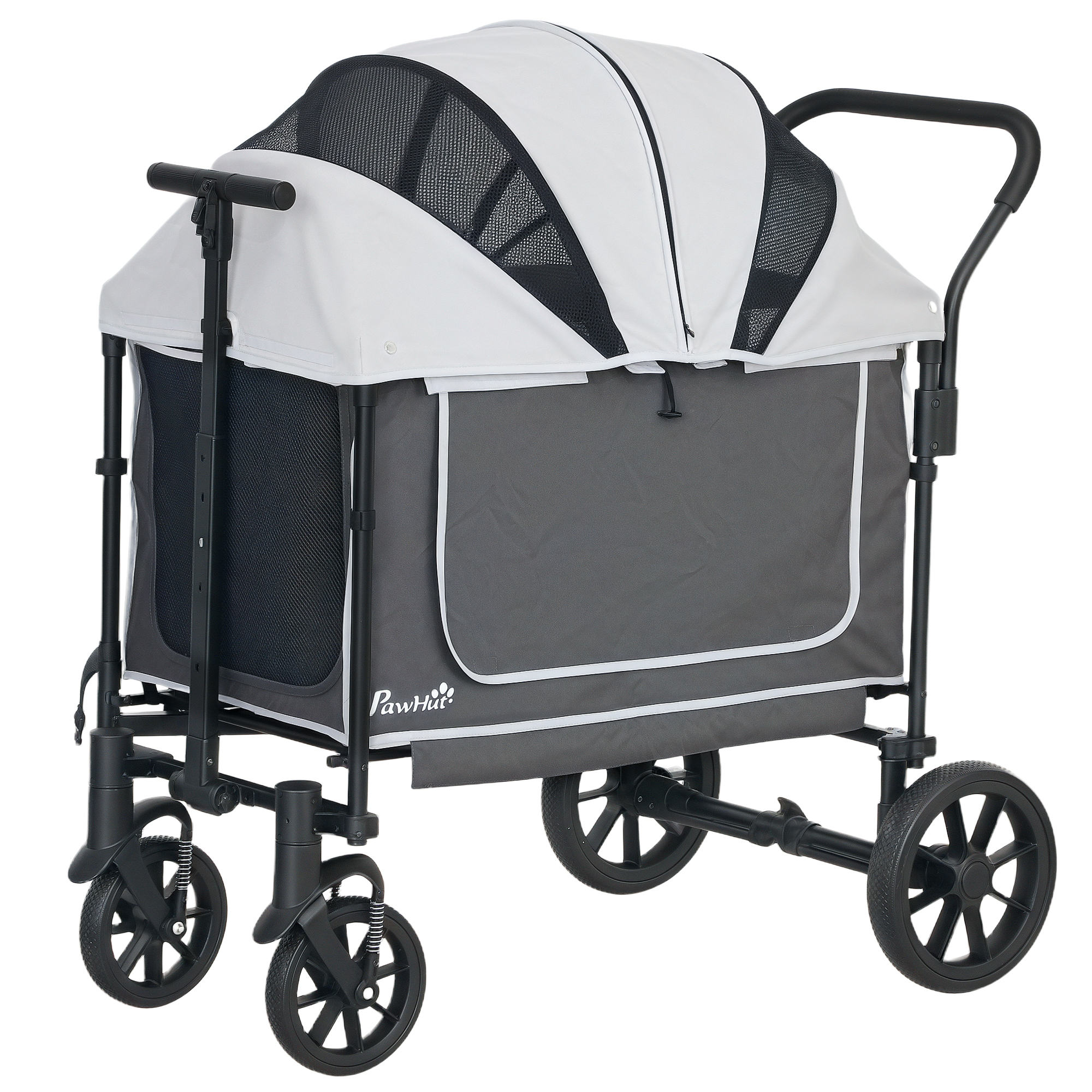 Hundewagen Hundebuggy klappbar für Hunde & Katzen bis 30 kg 110 x 65 x 102 cm Dunkelgrau