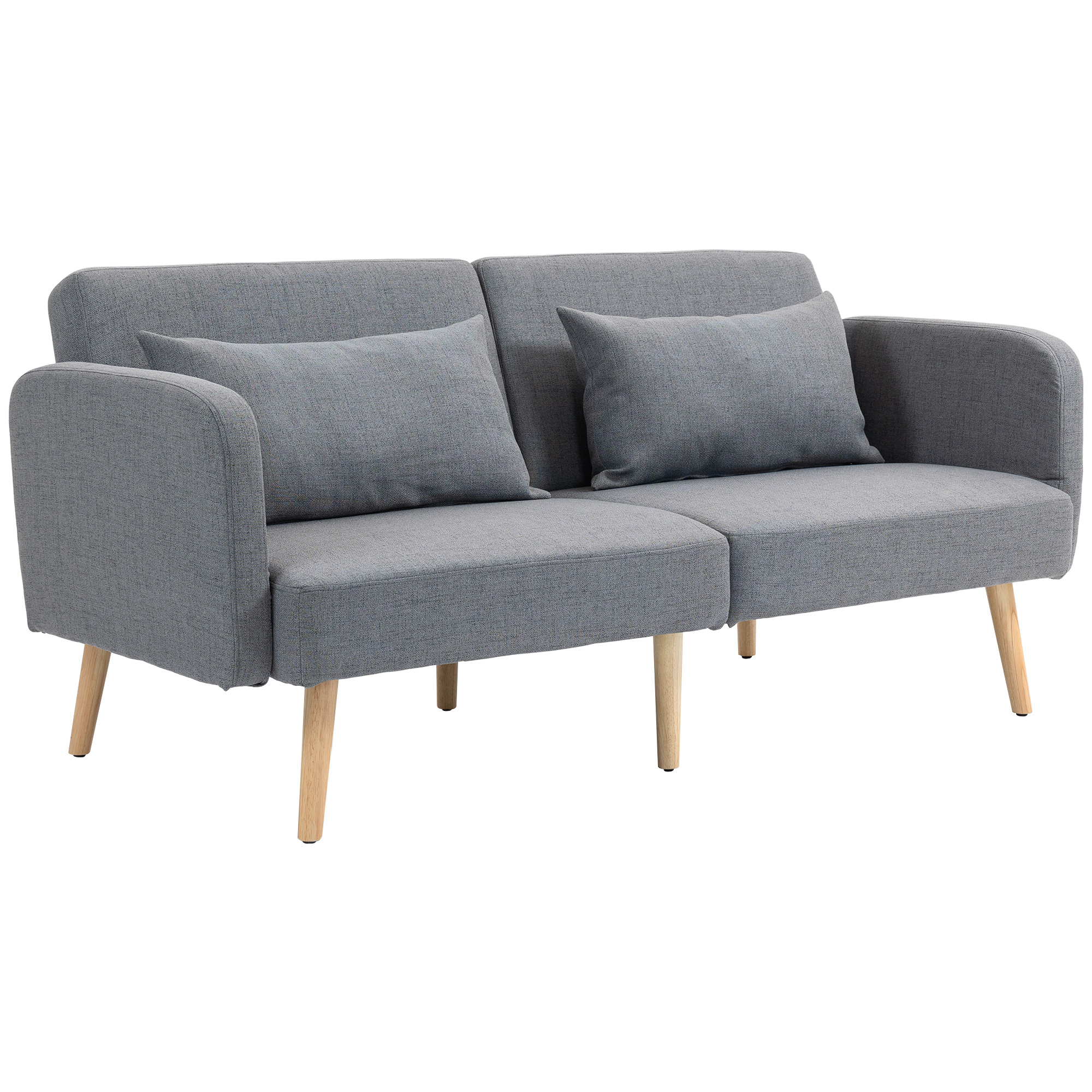 3-Sitzer Schlafsofa, Gäste-Doppelbett, bis 240 kg, Klapplehnen, Holzrahmen, 170 x 83 x 80 cm, Grau
