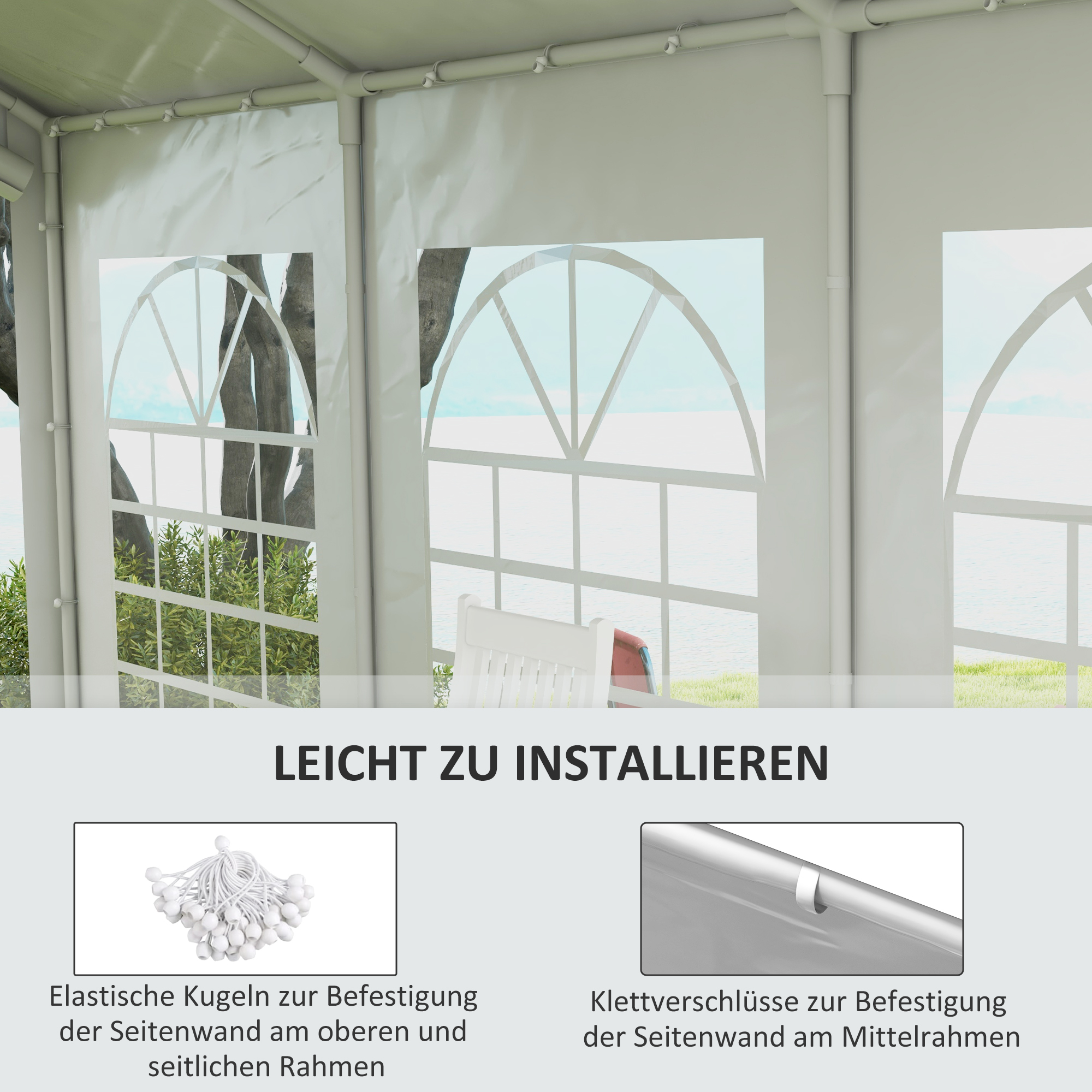 Ersatzwand für Bierzelt oder Pavillon, wasserdicht, einfache Montage, 6 x 2 m, Weiß