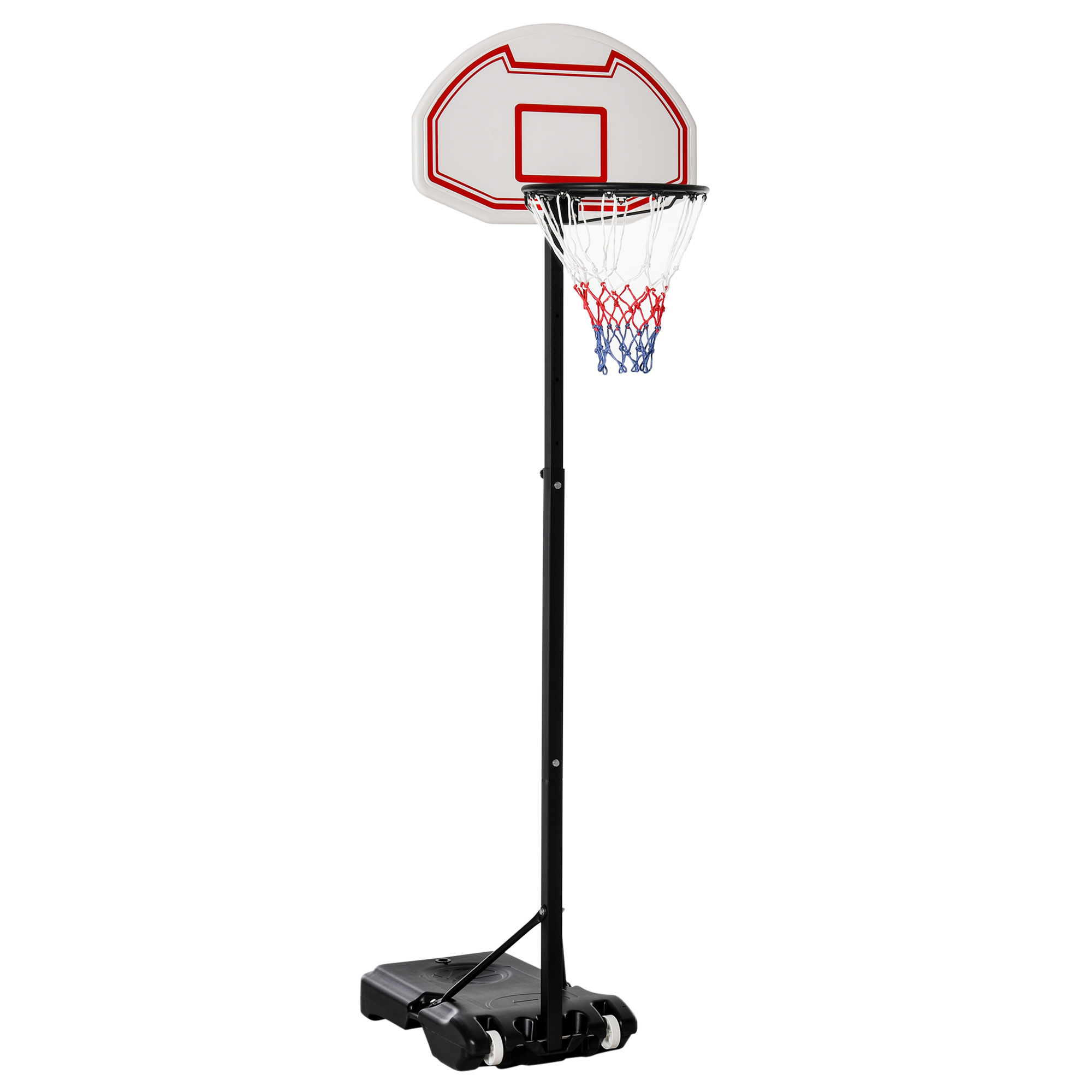Basketballkorb Outdoor mit Rollen 155-210 cm Höhenverstellbar, Transportable Basketballständer mit Rollen, Tragbar Basketballkorb PE+Stahl