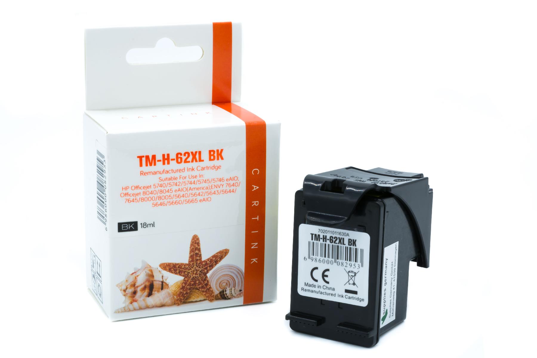 62XLschwarz Refill Tinte schwarz für HP / C2P05AE / 12ml