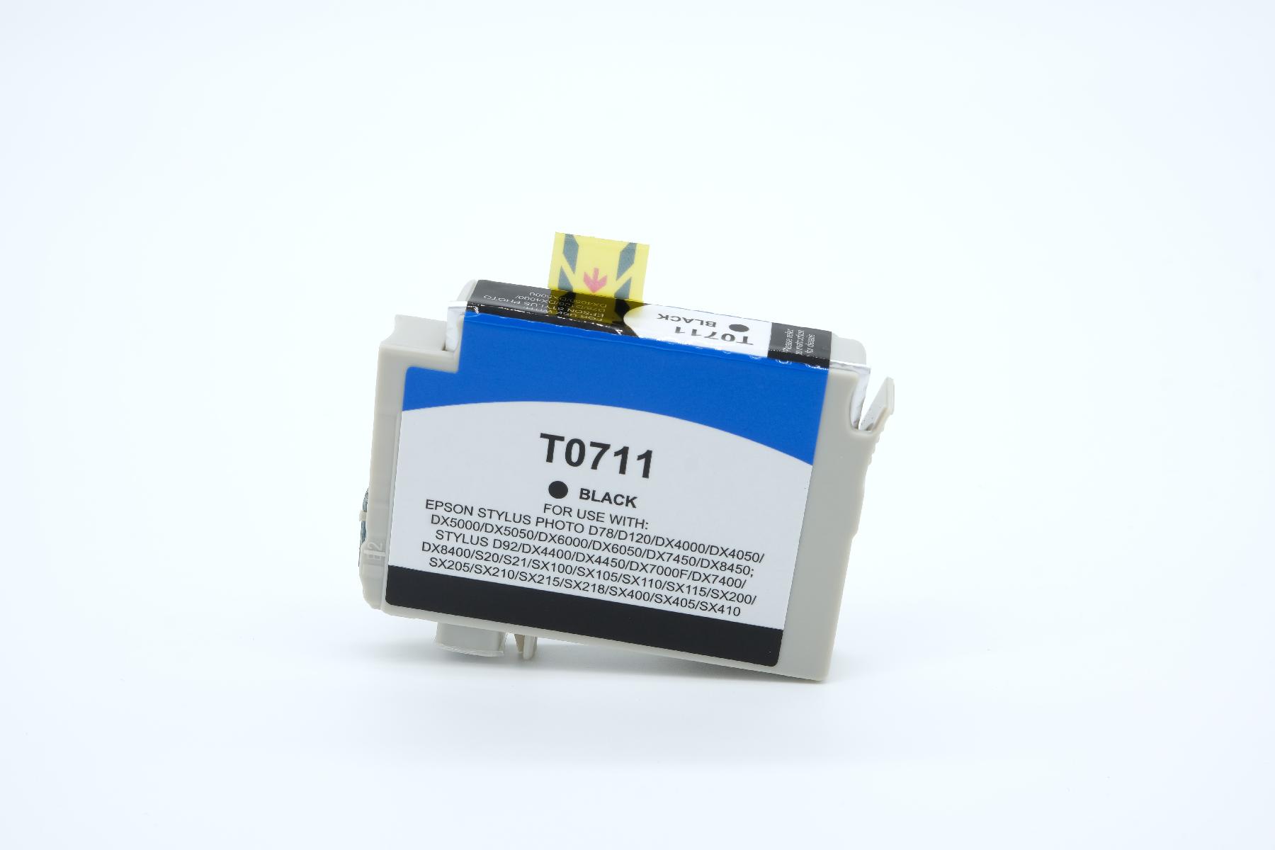 T0711 alternativ Tinte schwarz für Epson / C13T07114010 / 13ml