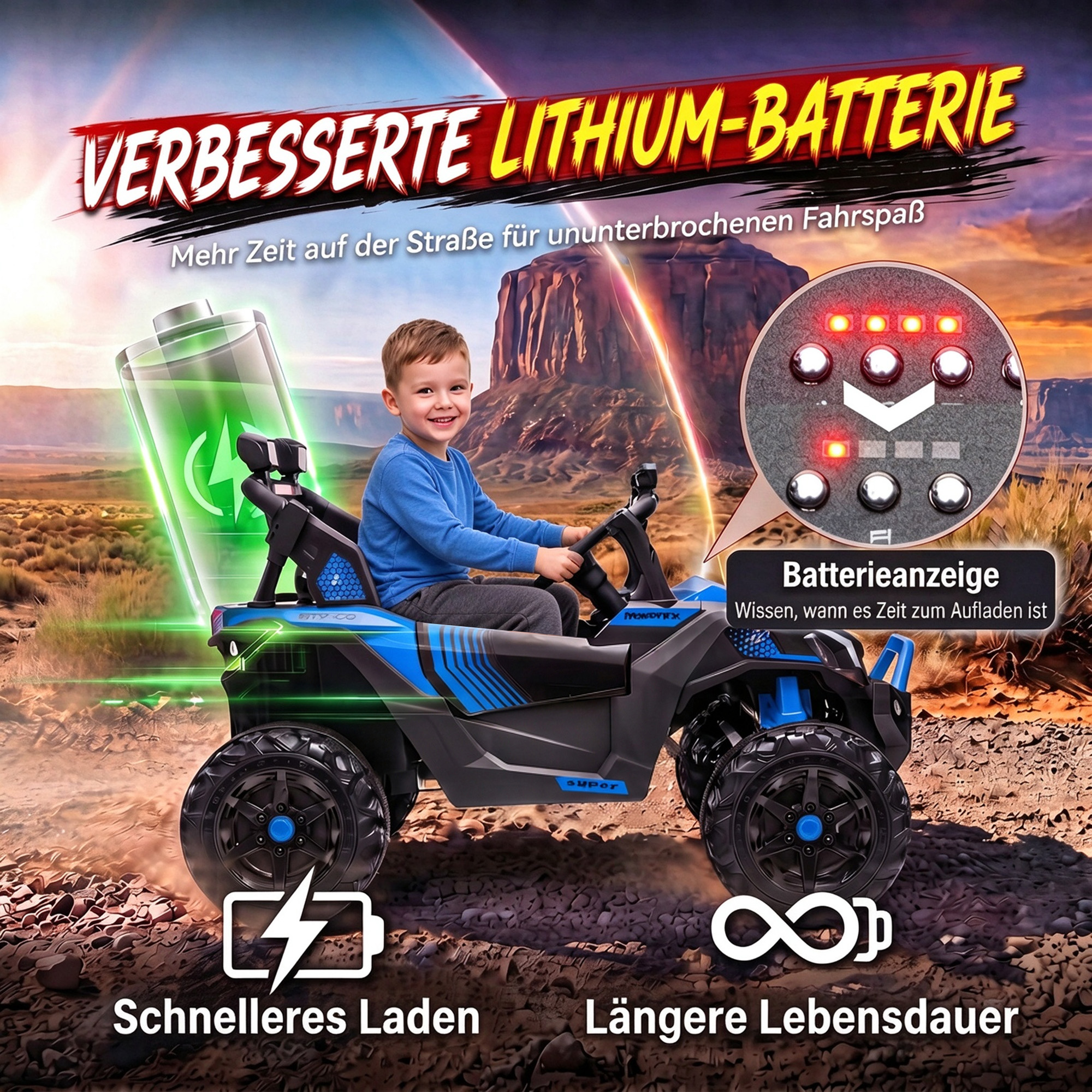 Kinder Elektroauto 24V 2 Sitzer Kinderauto UTV mit Lithium-Akku 2,4 GHz Fernbedienung 2 x 120W Motoren Softstart