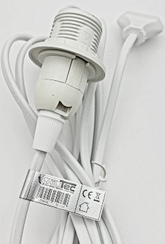 Netzkabel mit Schalter und E14 Fassung / 1,4m + 2m lang, weiß