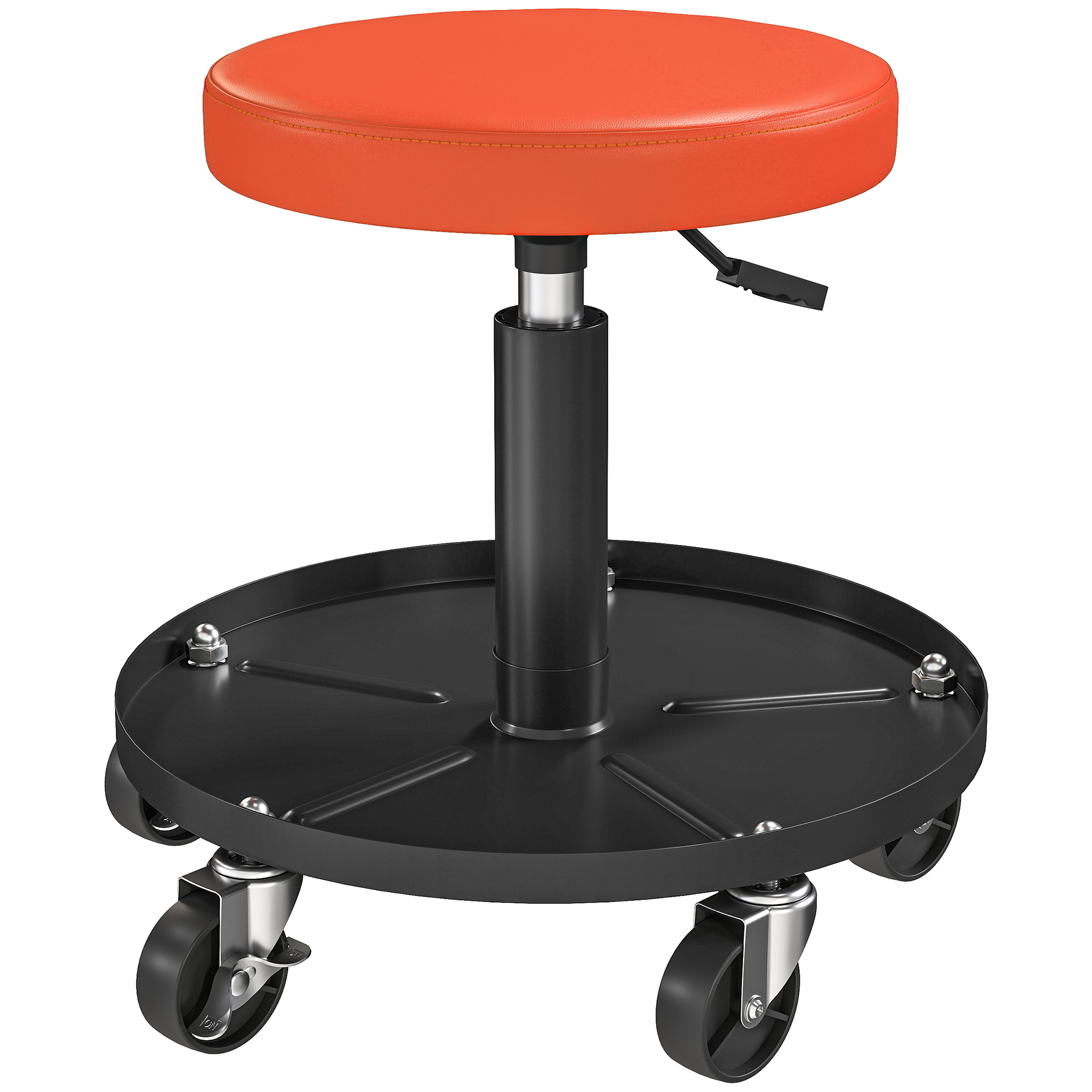 Werkstatthocker mit Rollen Ablagefläche höhenverstellbar 38-50cm bis 135 kg belastbar Orange