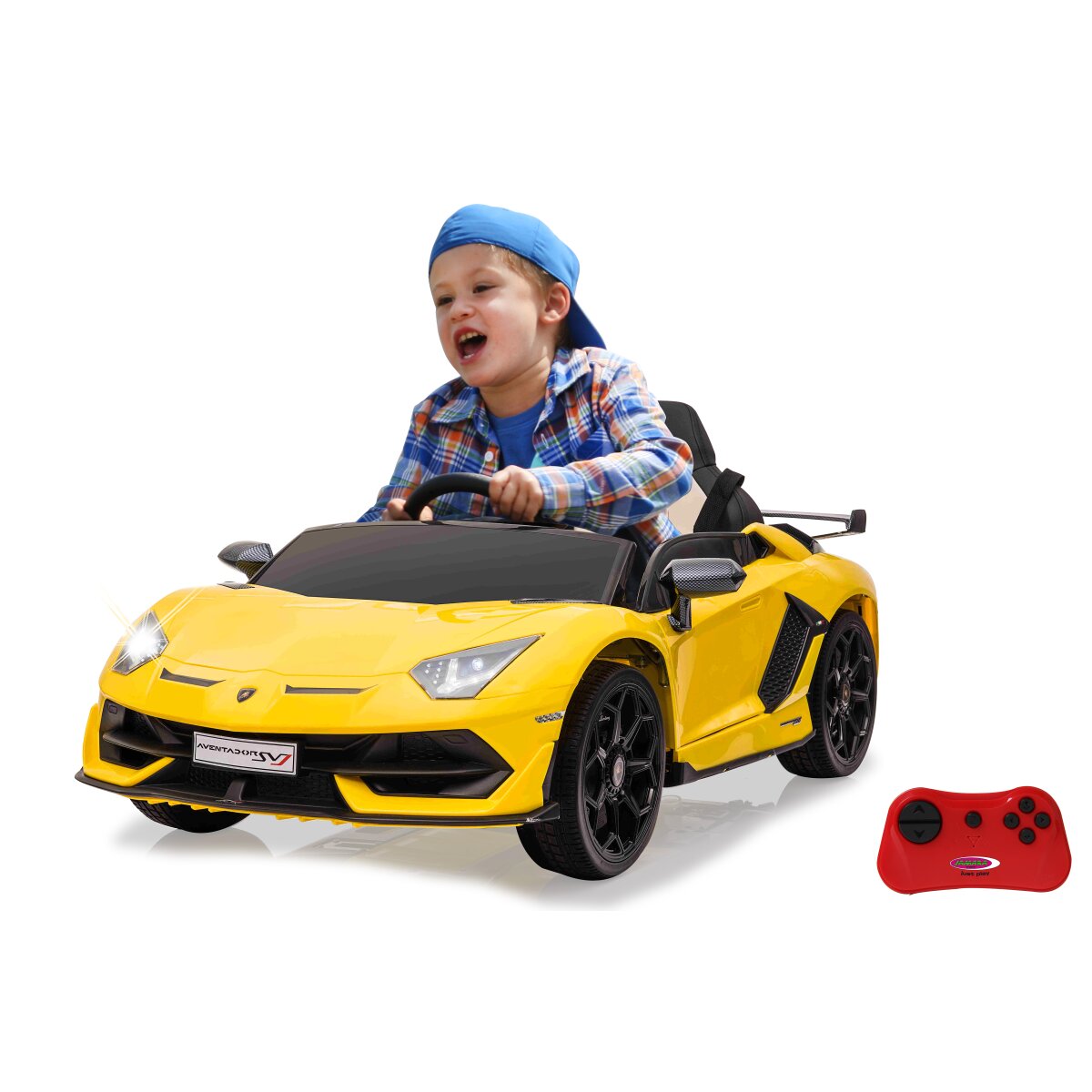 Elektro-Kinderfahrzeug Lamborghini Aventador SVJ gelb Elektro-Kinderfahrzeug Lamborghini Aventador SVJ