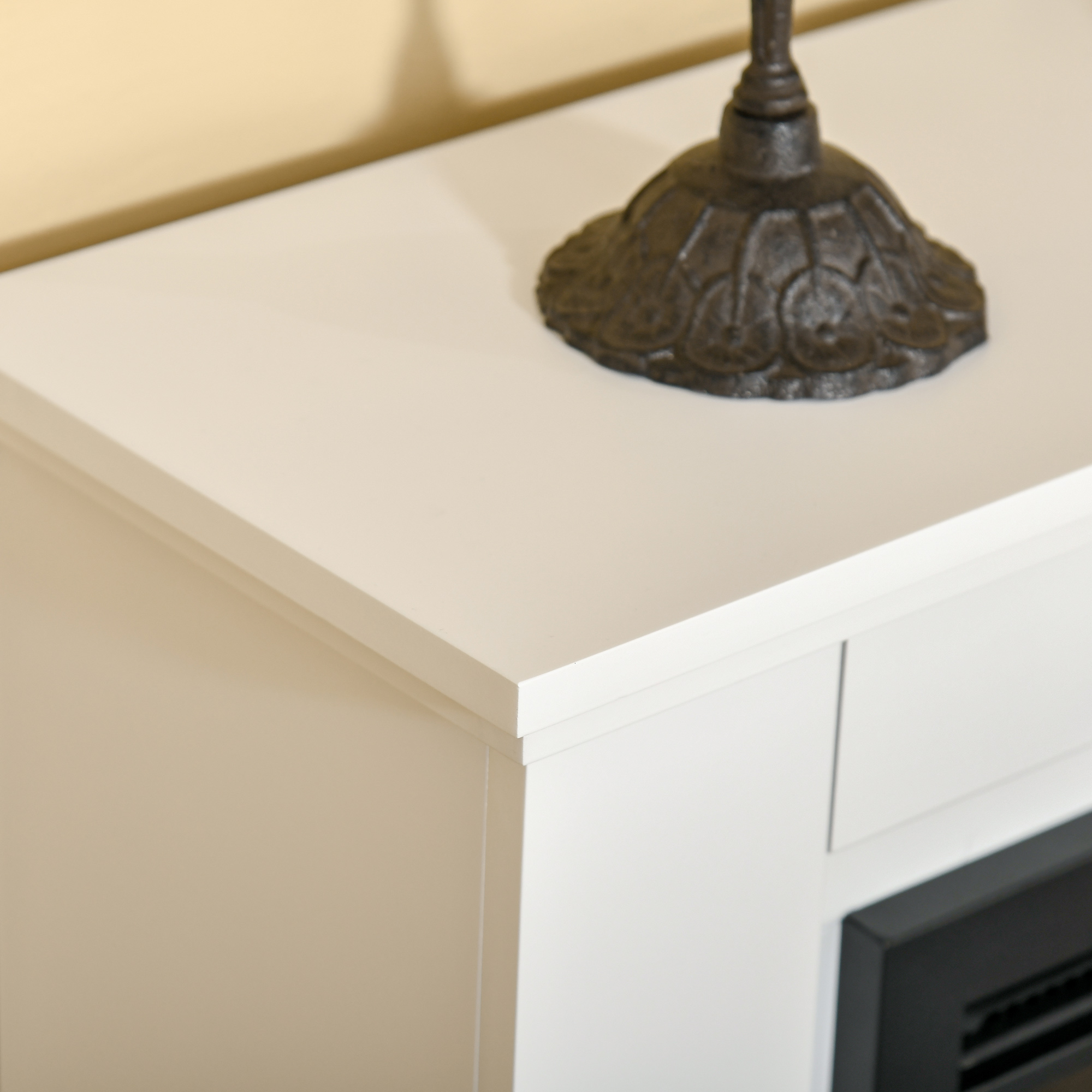 Elektrischer Kamin, 3D LED-Flammen, Fernbedienung, Timer, MDF, Weiß