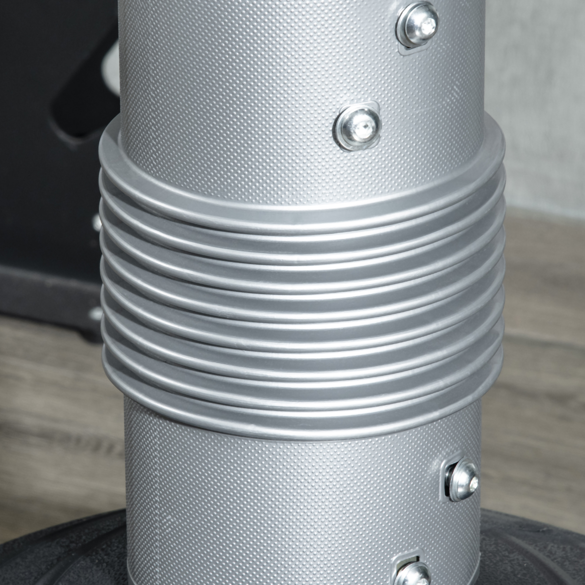 Boxdummy, freistehend, höhenverstellbar, schwerer Standfuß, Kunstleder, schwarz+grau+blau, 55 x 55 x 178-207 cm