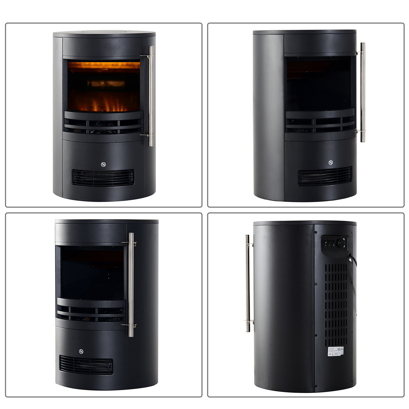 Elektrokamin mit Heizung, elektrischer Kamin mit LED Flammeneffekt, 900/2000W Dekokamin, elektrisch Kaminfeuer Kaminofen, Schwarz