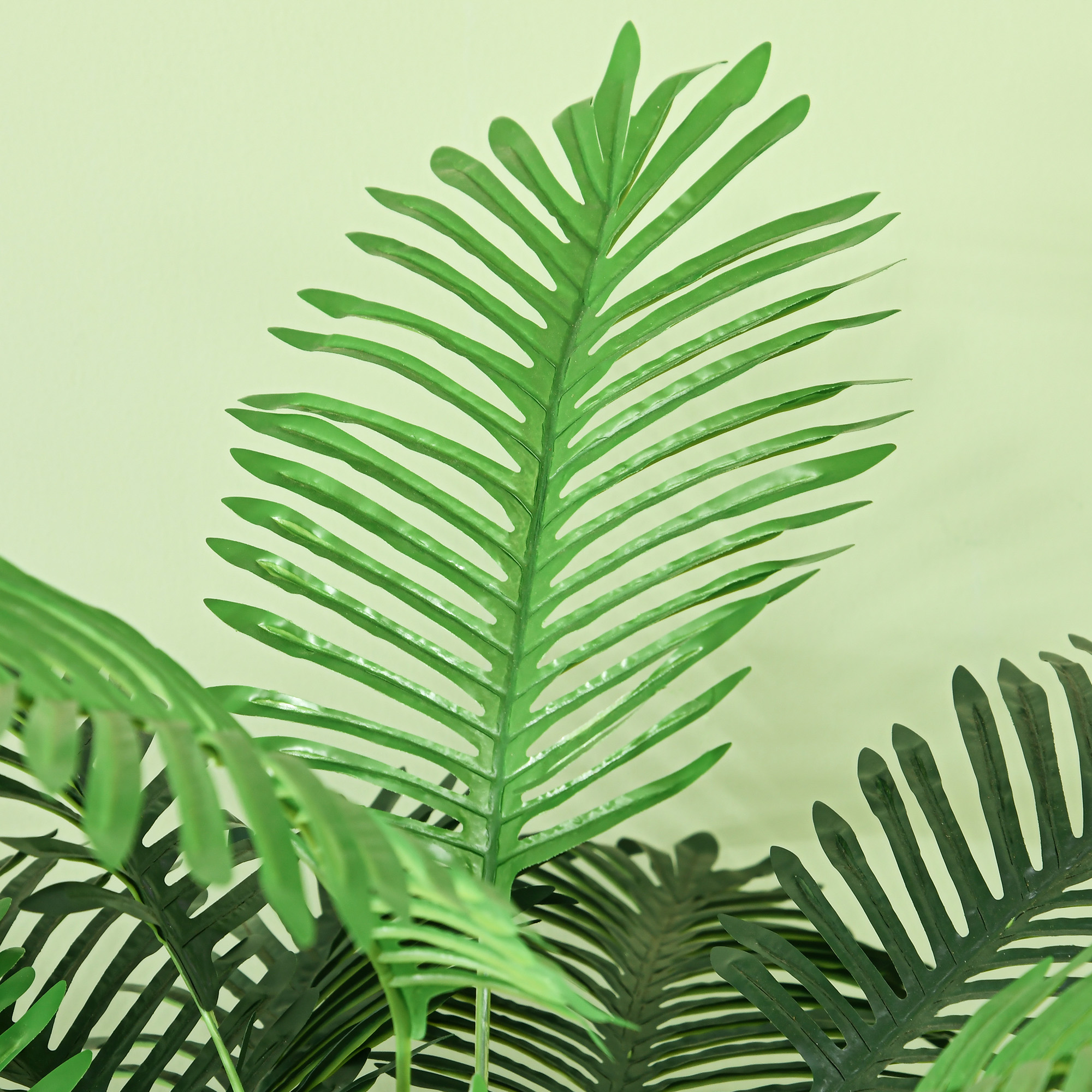 Künstliche Palme, 1,6 m, realistische Zweige, Dekorationspflanze, Kunststoff, mit Topf, Braun+Grün