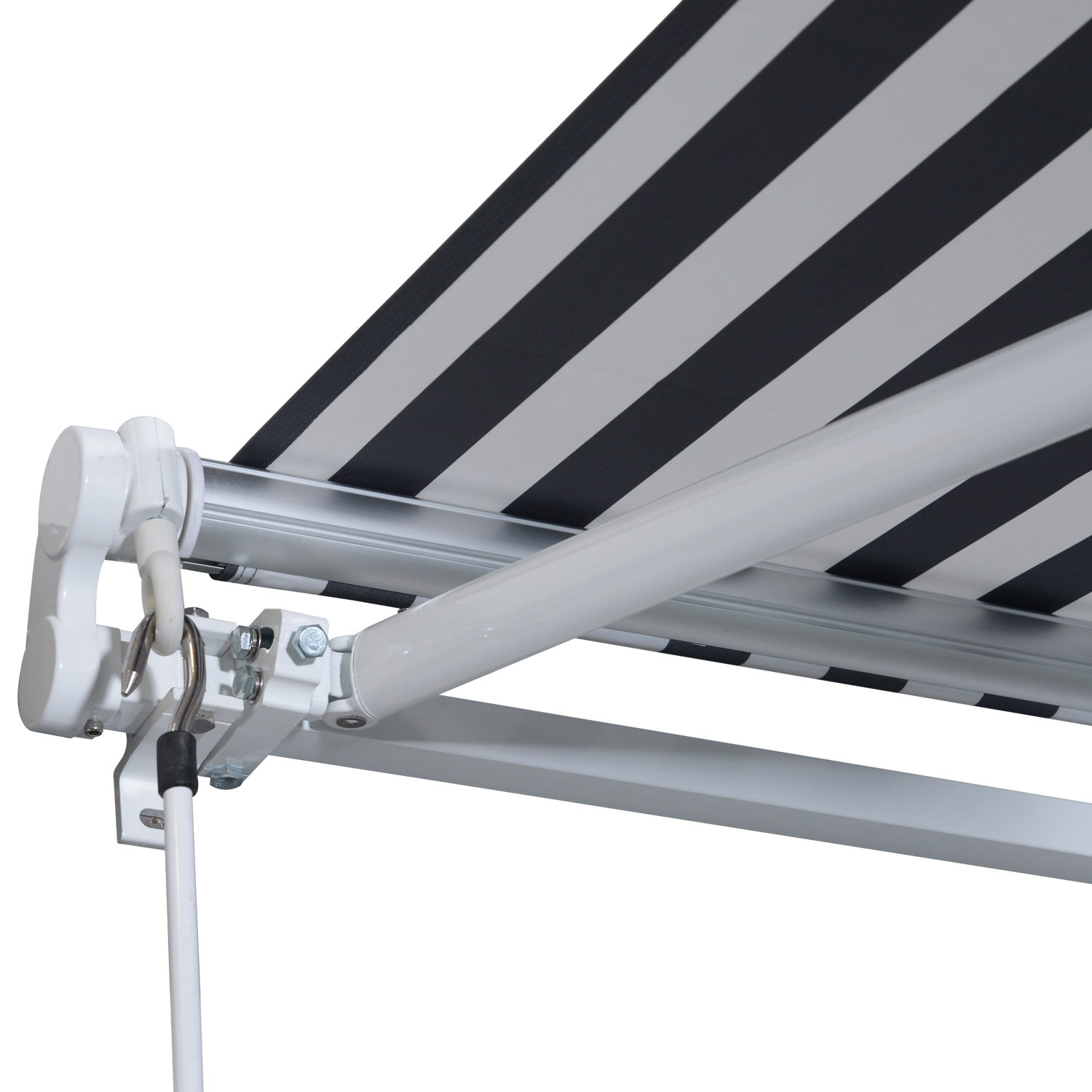 Markise Gelenkarmmarkise Sonnenschutz mit Handkurbel 3,5 x 2,5 m Grau+Weiß Alu Polyester