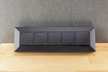 4-fach Steckdosenblock, USB-A+C, schwarz / 250V~/ 16A, USB 3,1A, PD, mit Klappen