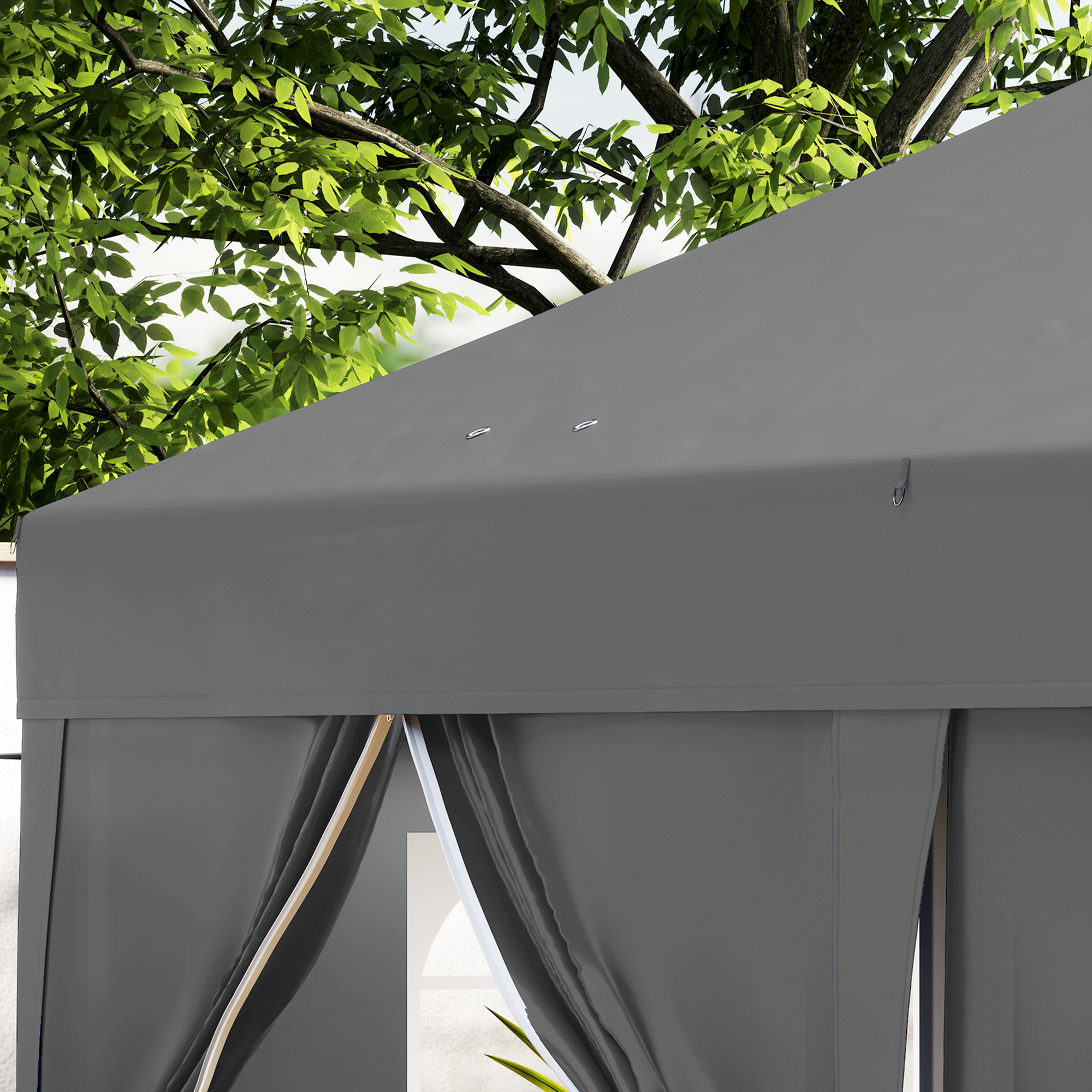 Pavillon ca. 6x3m Stabil Winterfest Pop-up Faltpavillon mit Fenster Reißverschlusstür Seitenteilen UV Schutz