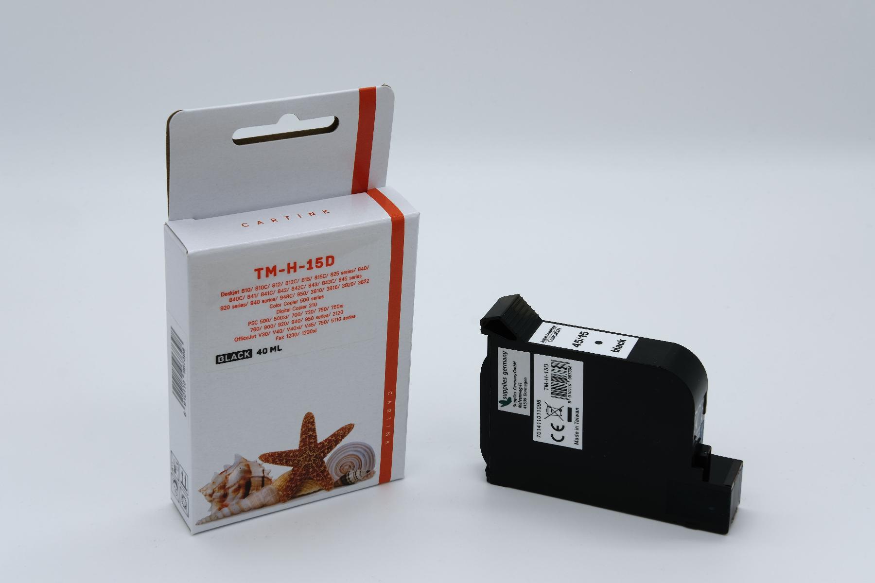 15DNEW alternativ Tinte schwarz für HP / C6615D / 40ml (Patentsicher)