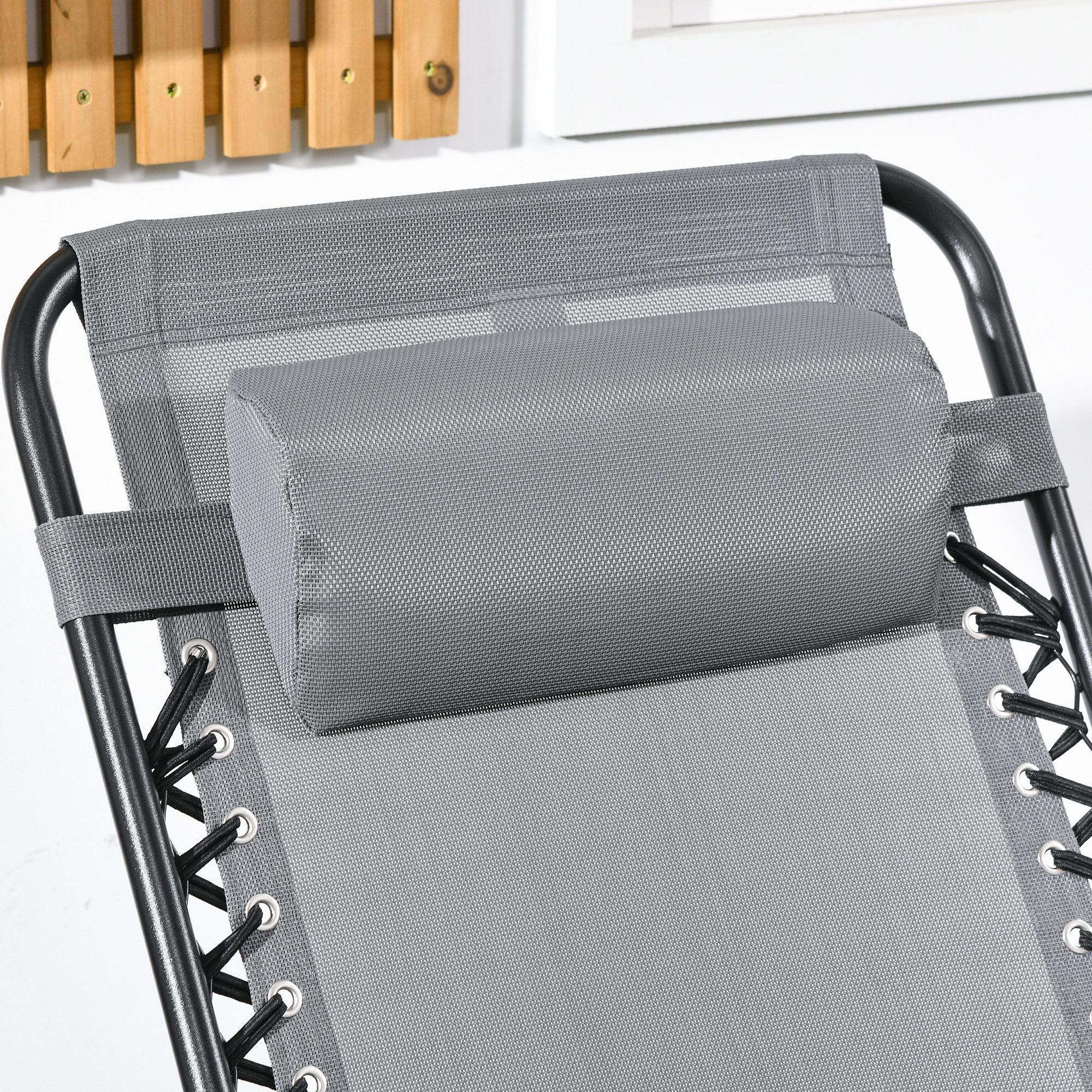 Outdoor Schaukelstuhl, wetterfest, klappbar, mit Kopfkissen, bis 120 kg, Hellgrau