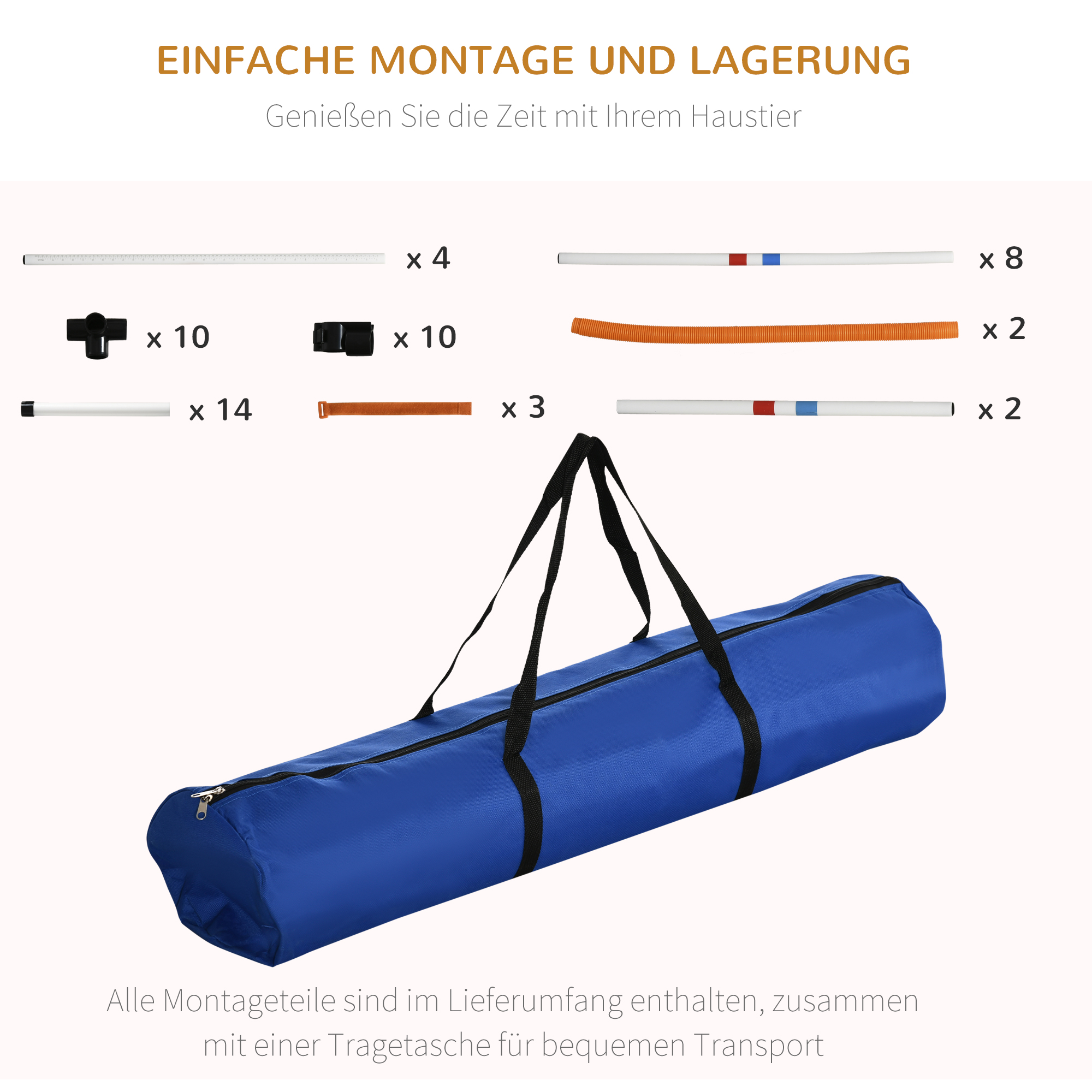 3-tlg. Hunde Agility Set Training für Haustiere Hundetrainigsset Inklusive Tasche Leicht zu tragen Kunststoff Weiß+Gelb