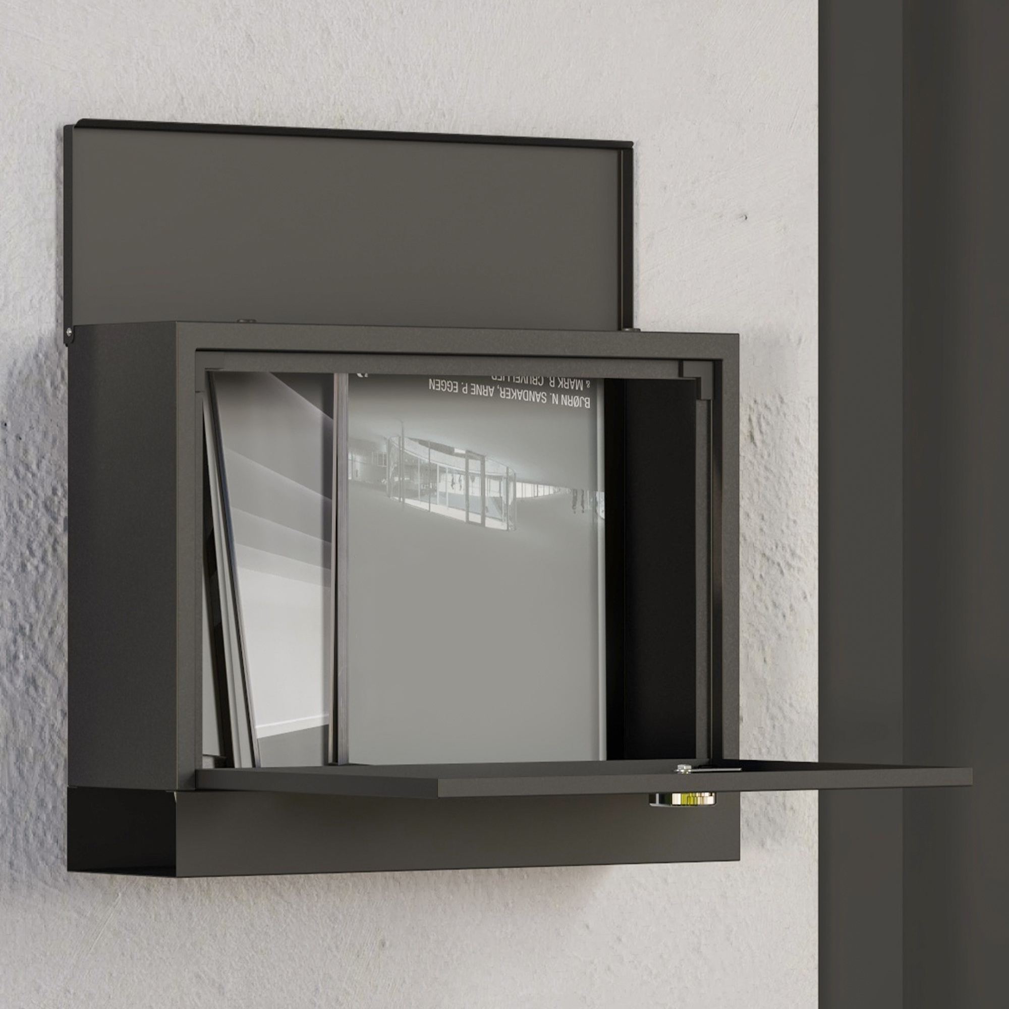 Briefkasten Metallbriefkasten, modern, abschließbar, 36,5 x 11,5 x 29 cm, Schwarz