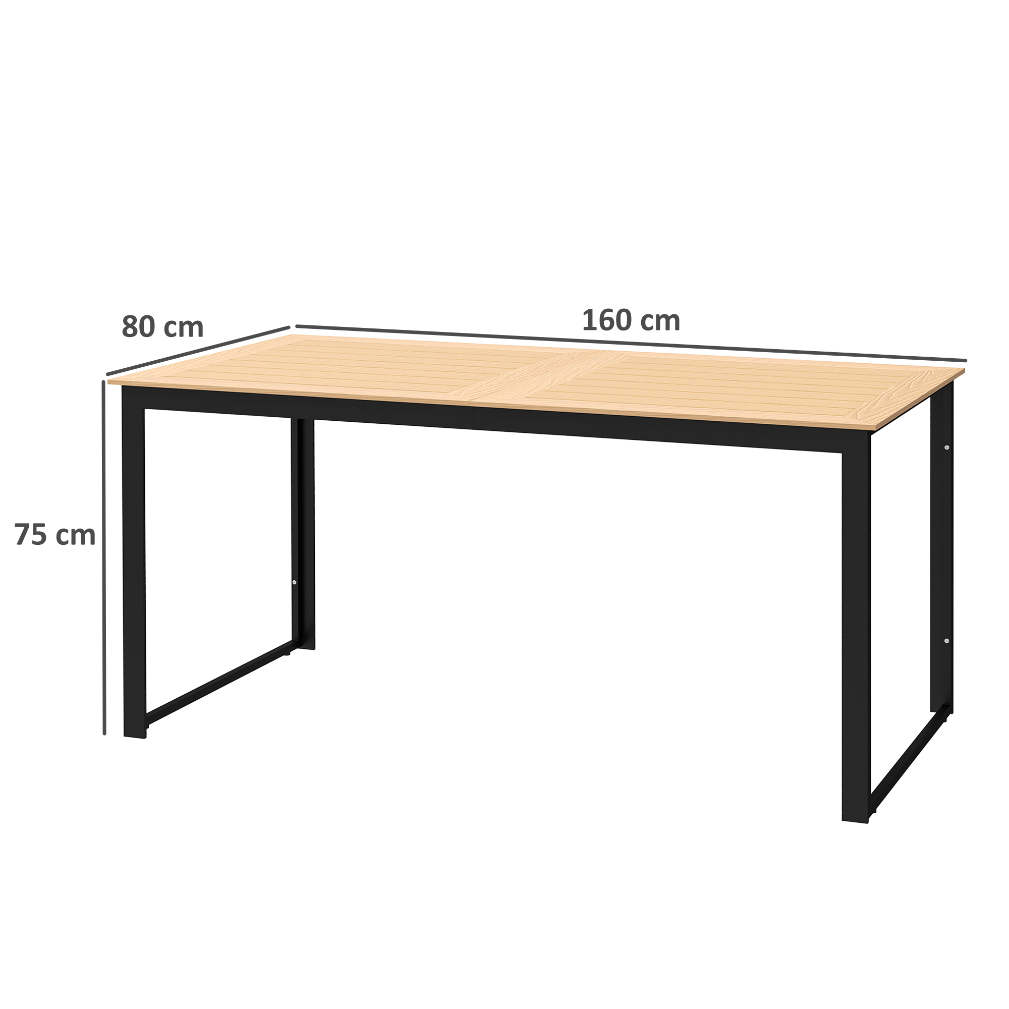 Gartentisch für 6 Personen 160 x 80 cm Wetterfest Balkontisch mit Lamellen-Tischplatte, Buffettisch Outdoor Teak