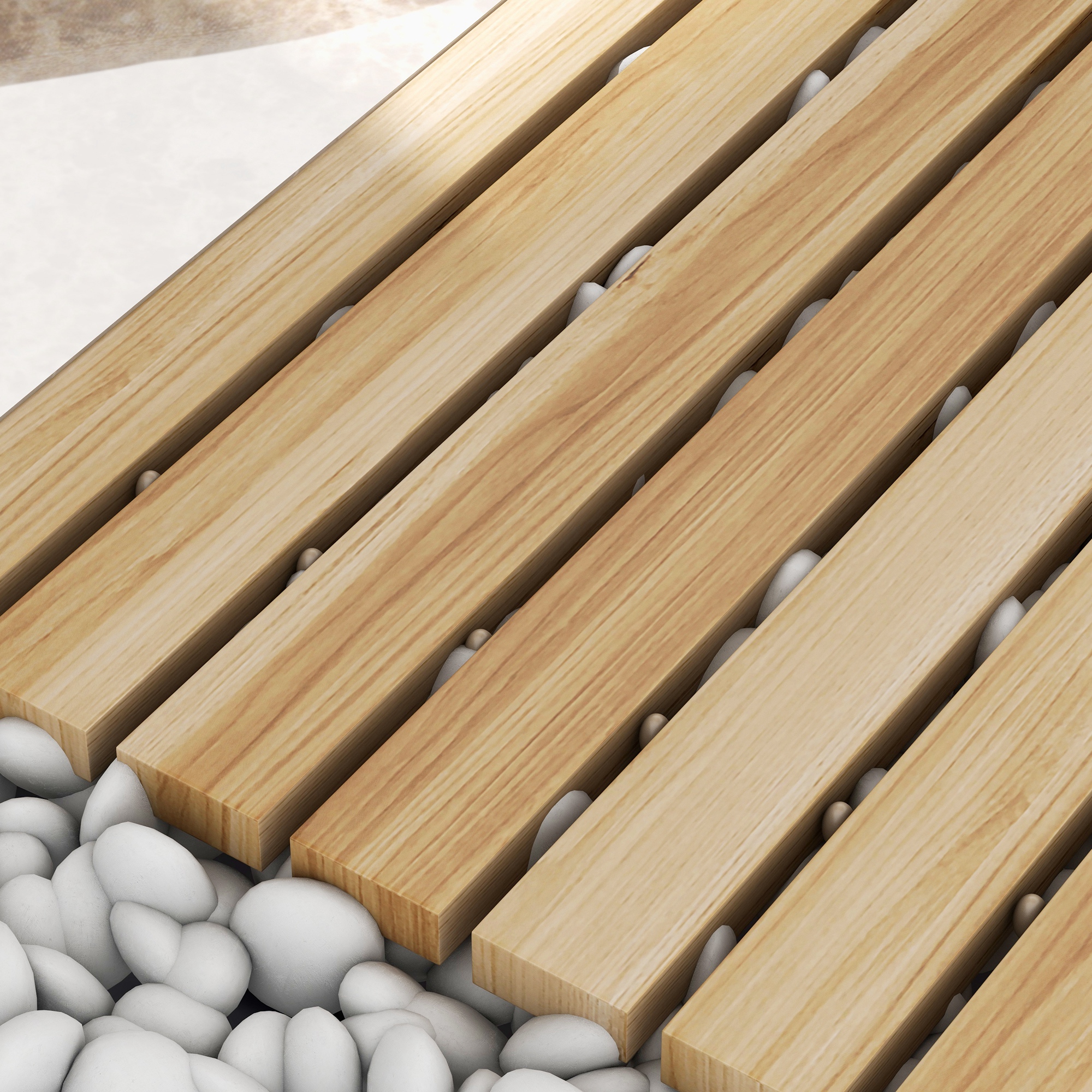 Rollweg Gehweg Ausrollbarer Gartentritt, wetterbeständig, Fichtenholz, 120 x 47 x 1 cm, Natur