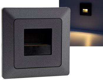 MILOS LED-Einbauleuchte "COB" Anthrazit - 80x80mm, 3000k, warmweiß, 55Lumen MILOS LED-Einbauleuchte "COB" Anthrazit - 80x80mm, 3000k, warmweiß, 55Lumen