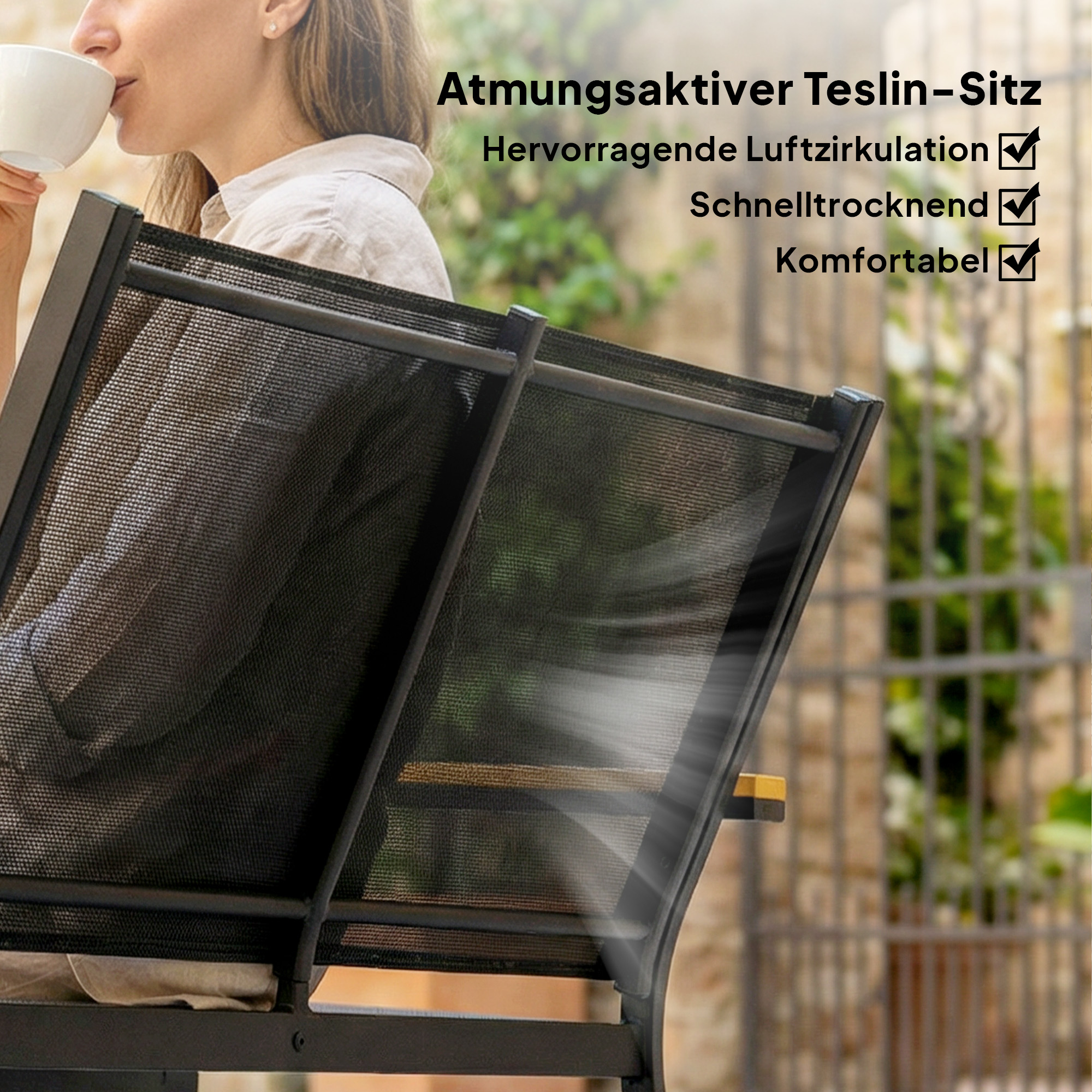 Gartenmöbel Set Metall Sitzgruppe für 4 Personen Gartenlounge mit 2er Sofa Stuhl Beistelltisch 110x63,5x84 cm Schwarz