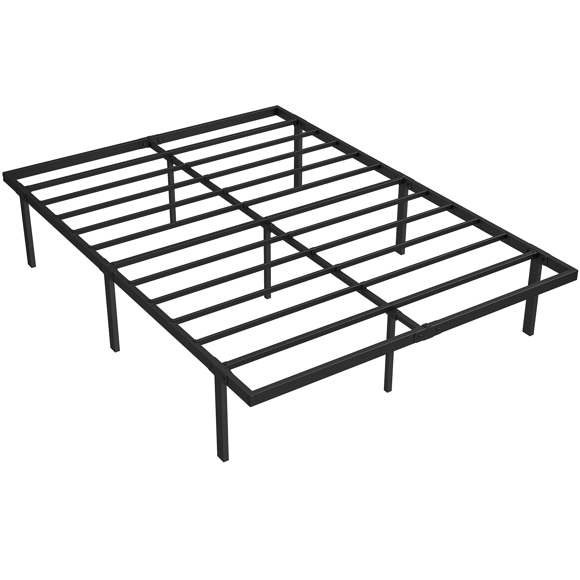 Bettgestell, 140 x 200 cm Metallbett mit Stauraum unter dem Bett, Metallgestell mit Lattenrost, kein Boxspring nötig