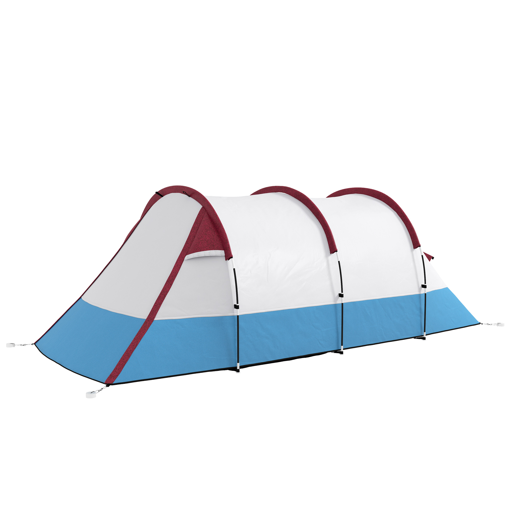 Campingzelt, für 3 Personen, Laternenhaken, drei Eingänge, wasserdicht, Rot