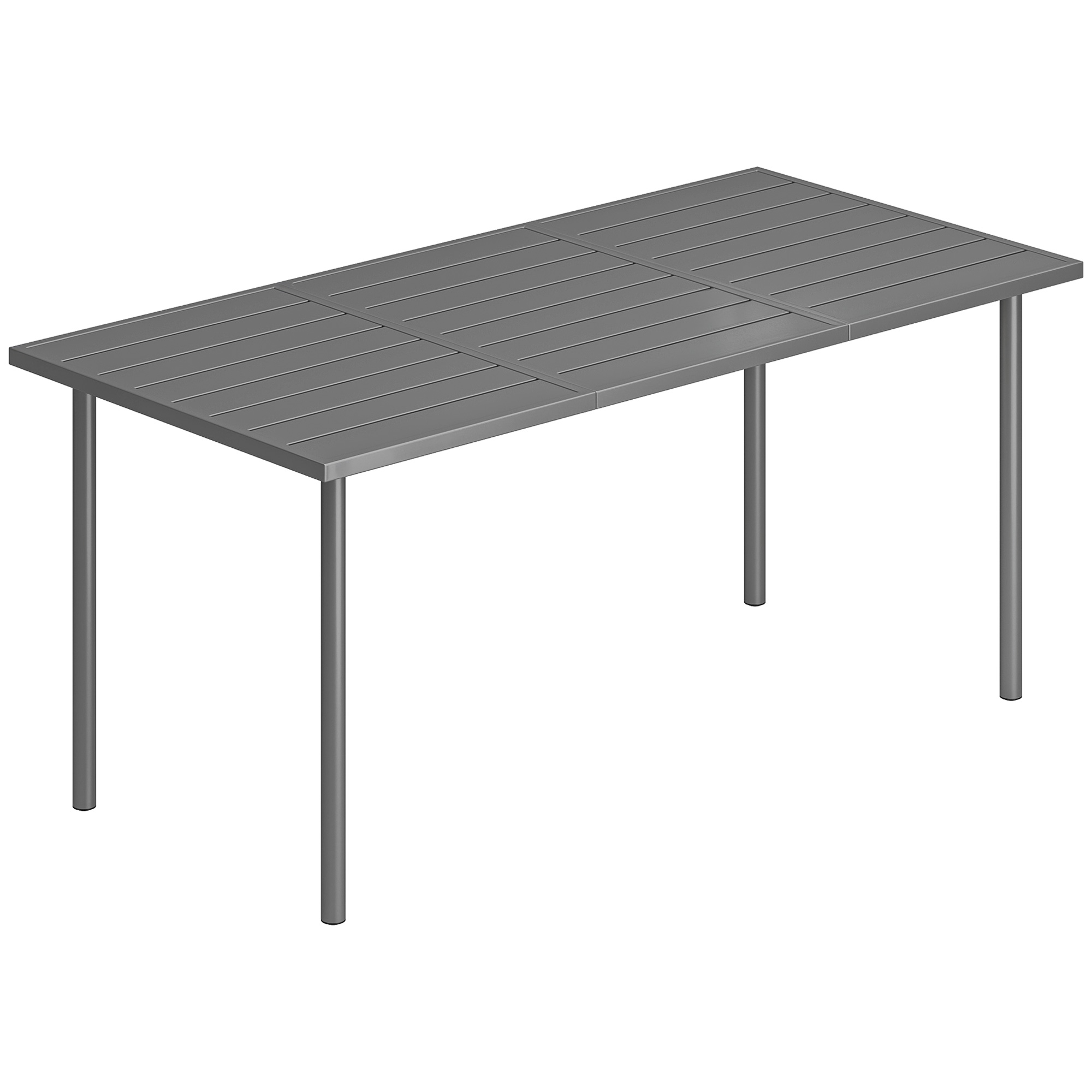 Gartentisch 165 x 80 cm für 6 Personen Esstisch mit Lamellen-Tischplatte Stahlrahmen, Rechteckig
