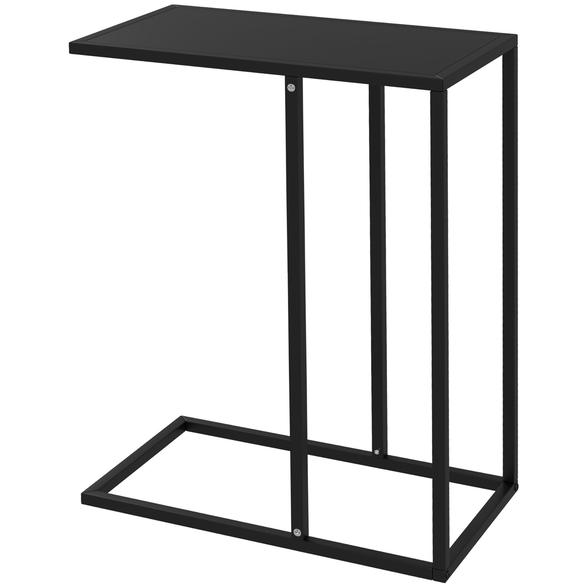 Beistelltisch Laptoptisch, Sofatisch in C-Form, mit Stahlgestell, Schwarz