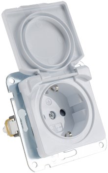 DELPHI Schutzkontakt-Steckdose IP40 / 250V~/ 16A, mit Deckel, UP, weiß