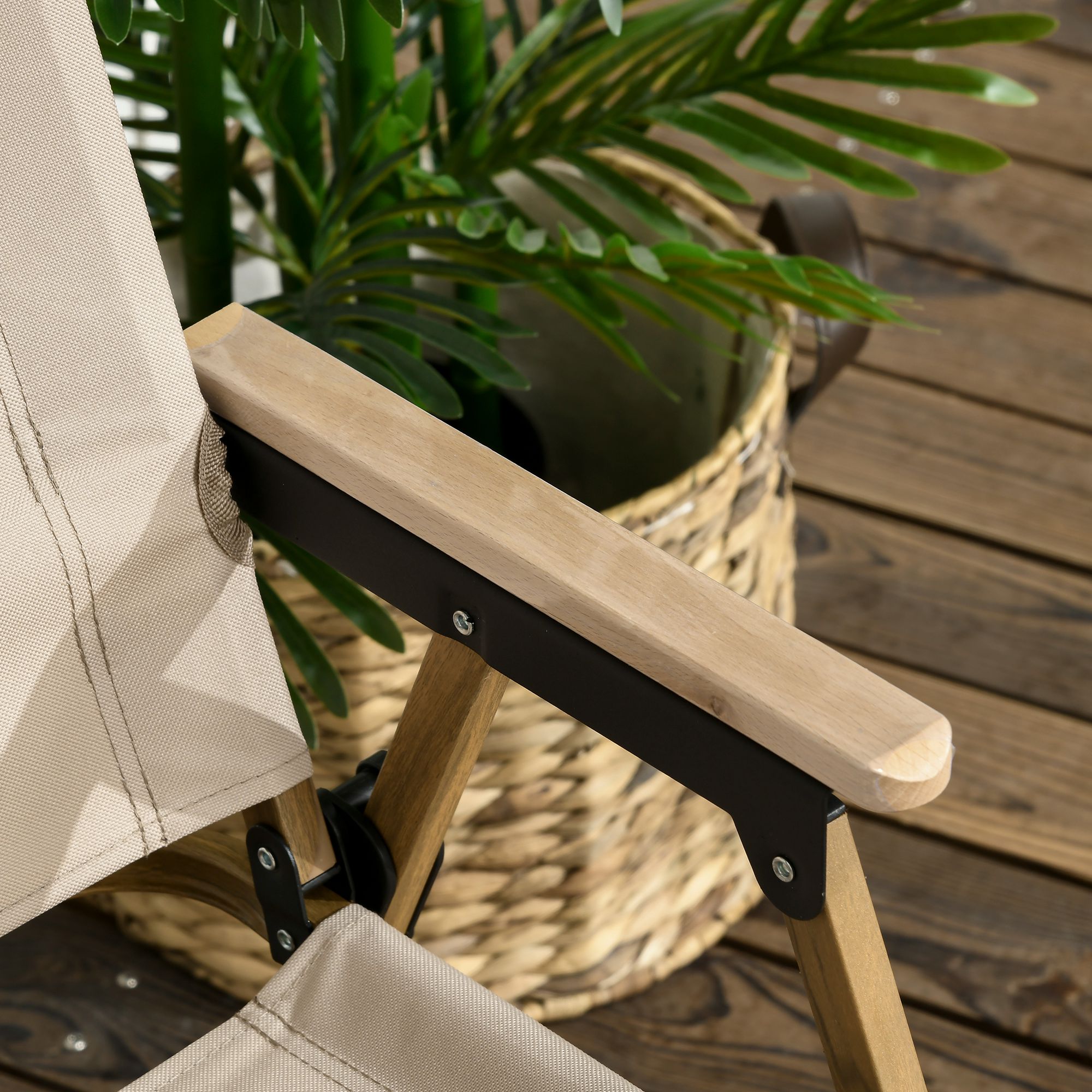 Campingstühle, 2 x Strandstuhl, faltbar, Stahl, Holzoptik, Khaki