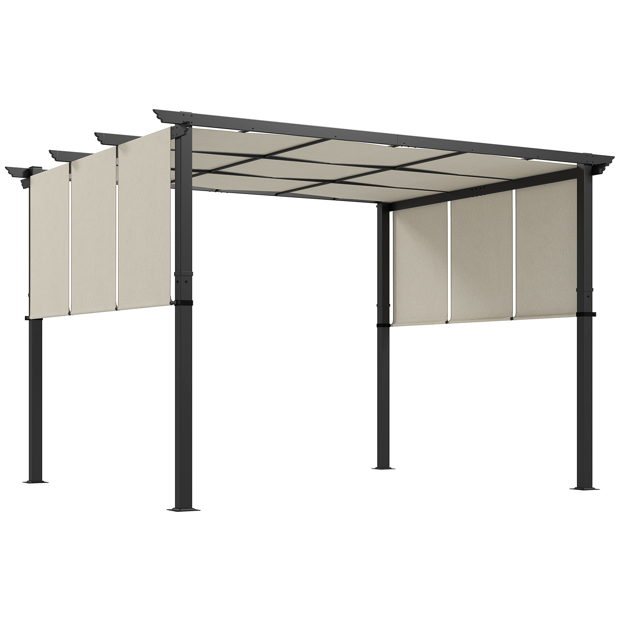 Markise Sonnenschutz. Pergola, wetterbeständig,  inkl. Befestigungsmaterial, 3 x 3,5 m, Beige