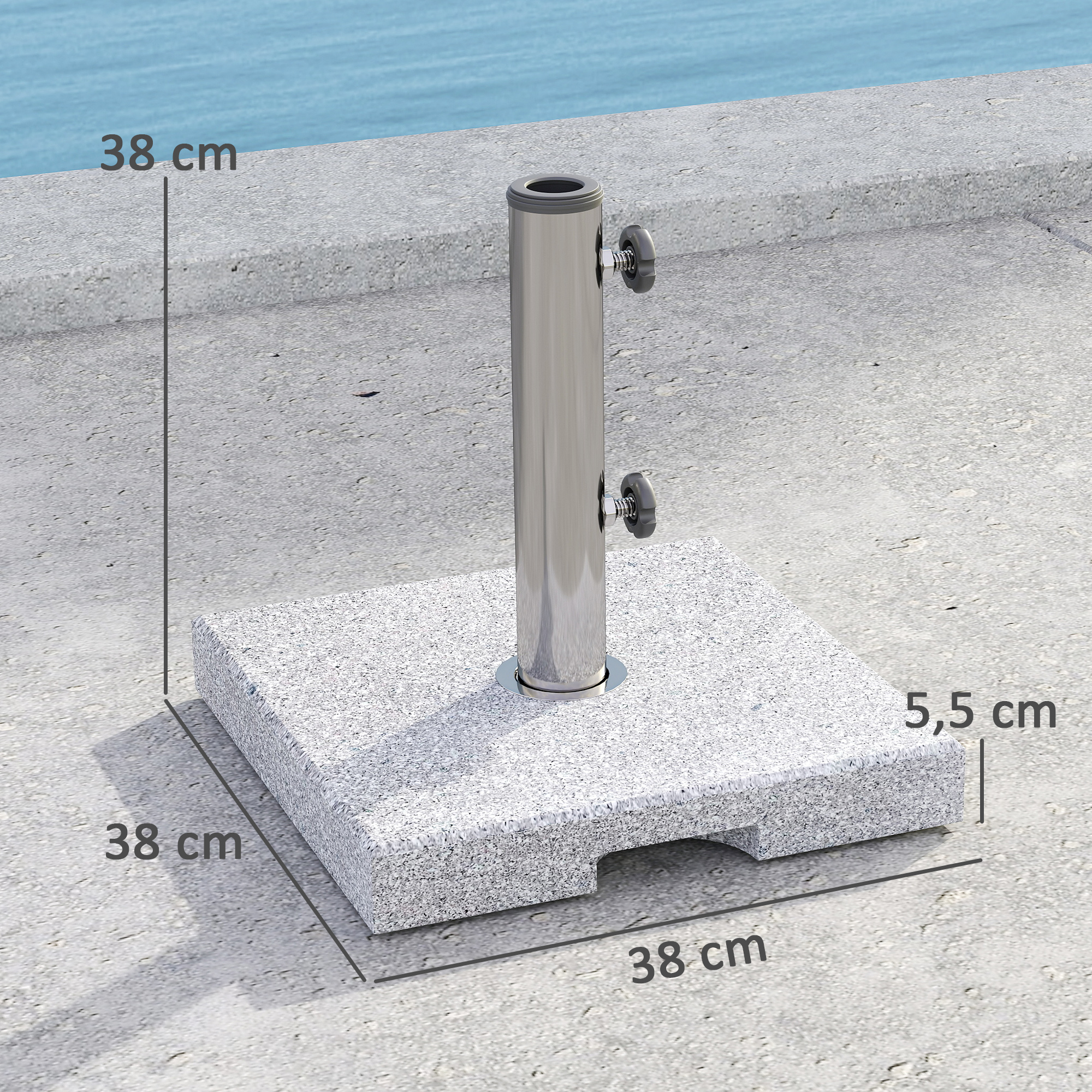 Sonnenschirmständer aus Granit 21kg Schirmständer, Quadratisch Schirmhalter, Schirmgewicht für Sonnenschirm 32/38/48mm