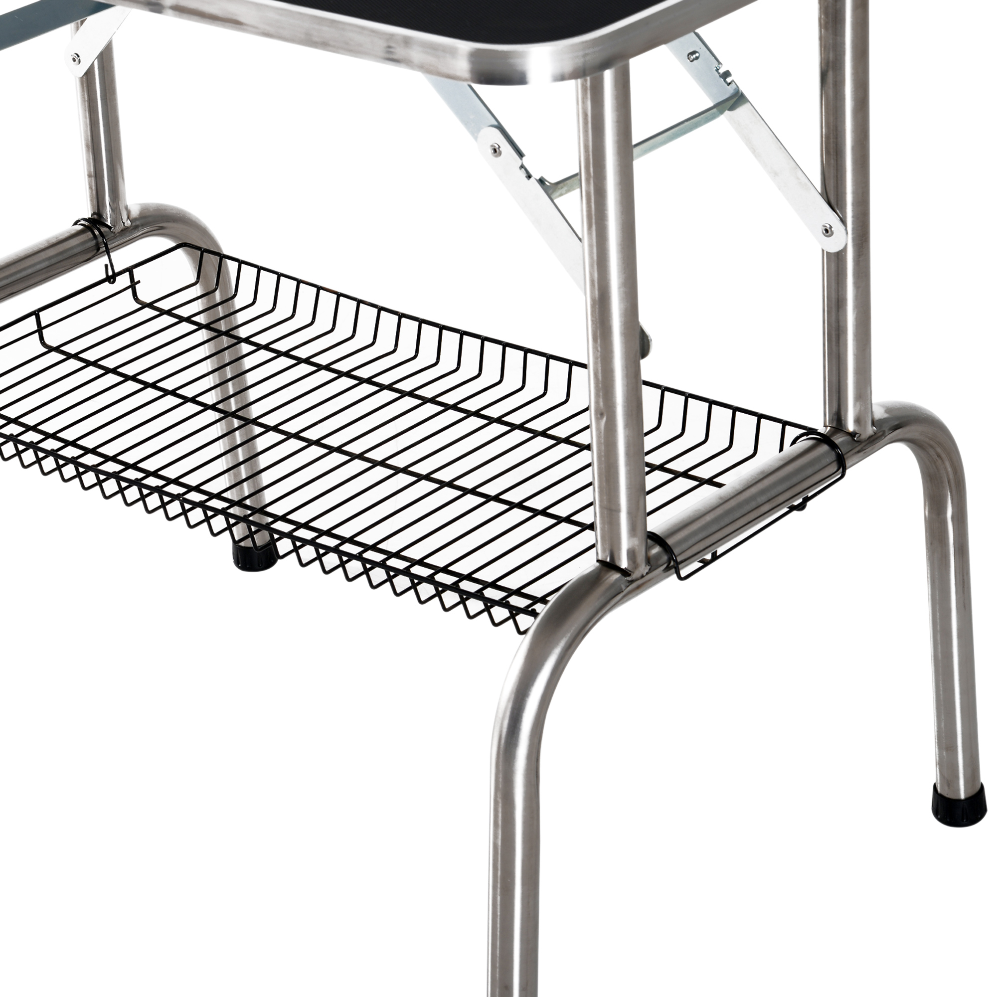 Trimmtisch für Hunde Hundepflegetisch klappbar, Haustierpflegetisch mit höhenverstellbarem Galgen, Schlingen, Netzkorb, Schertisch bis 150 kg, 90 x 60 x 75 cm, Schwarz