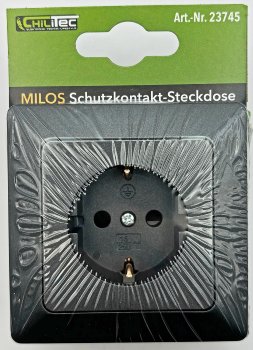 MILOS Schutzkontakt-Steckdose, Anthrazit / 250V~/ 16A, mit Rahmen, Klemmanschluss