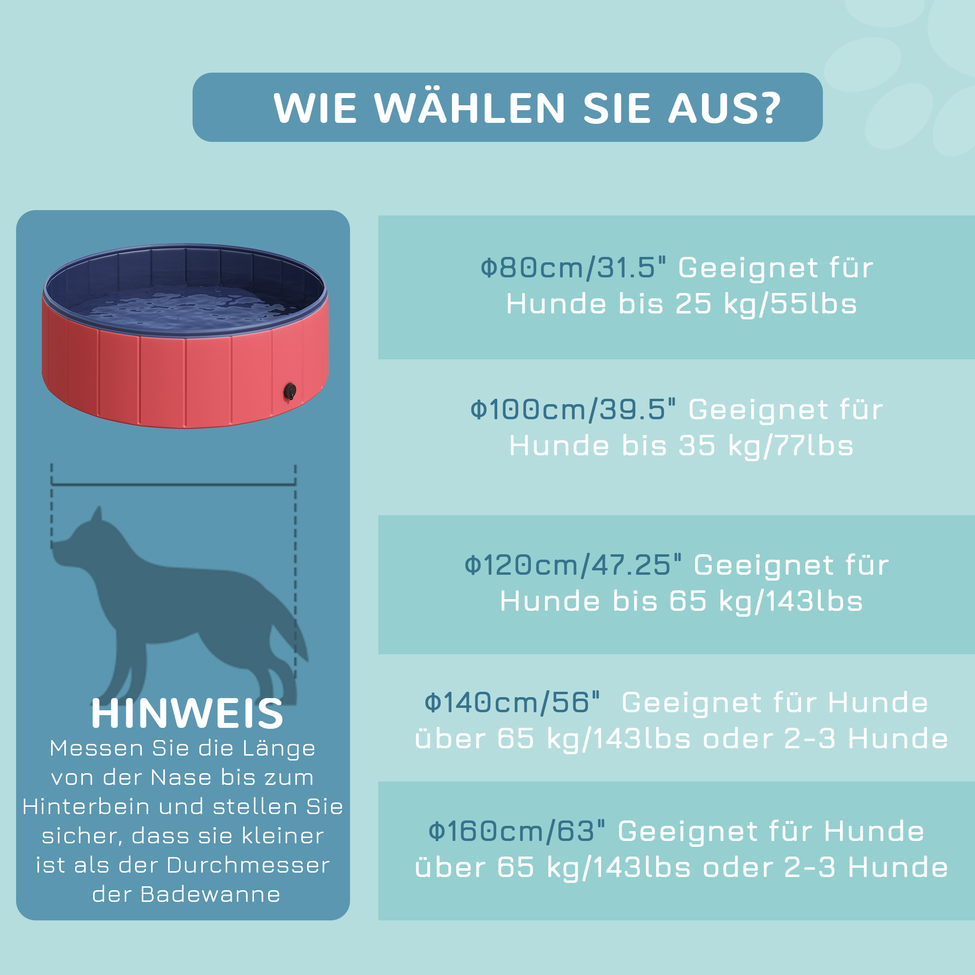 Hundebadewanne faltbar Hundepool Schwimmbecken Swimmingpool Plantschbecken Badewanne für Hunde & Katzen Wasserbecken aus Kunststoff, Holz Ø100 x H30 cm Rot