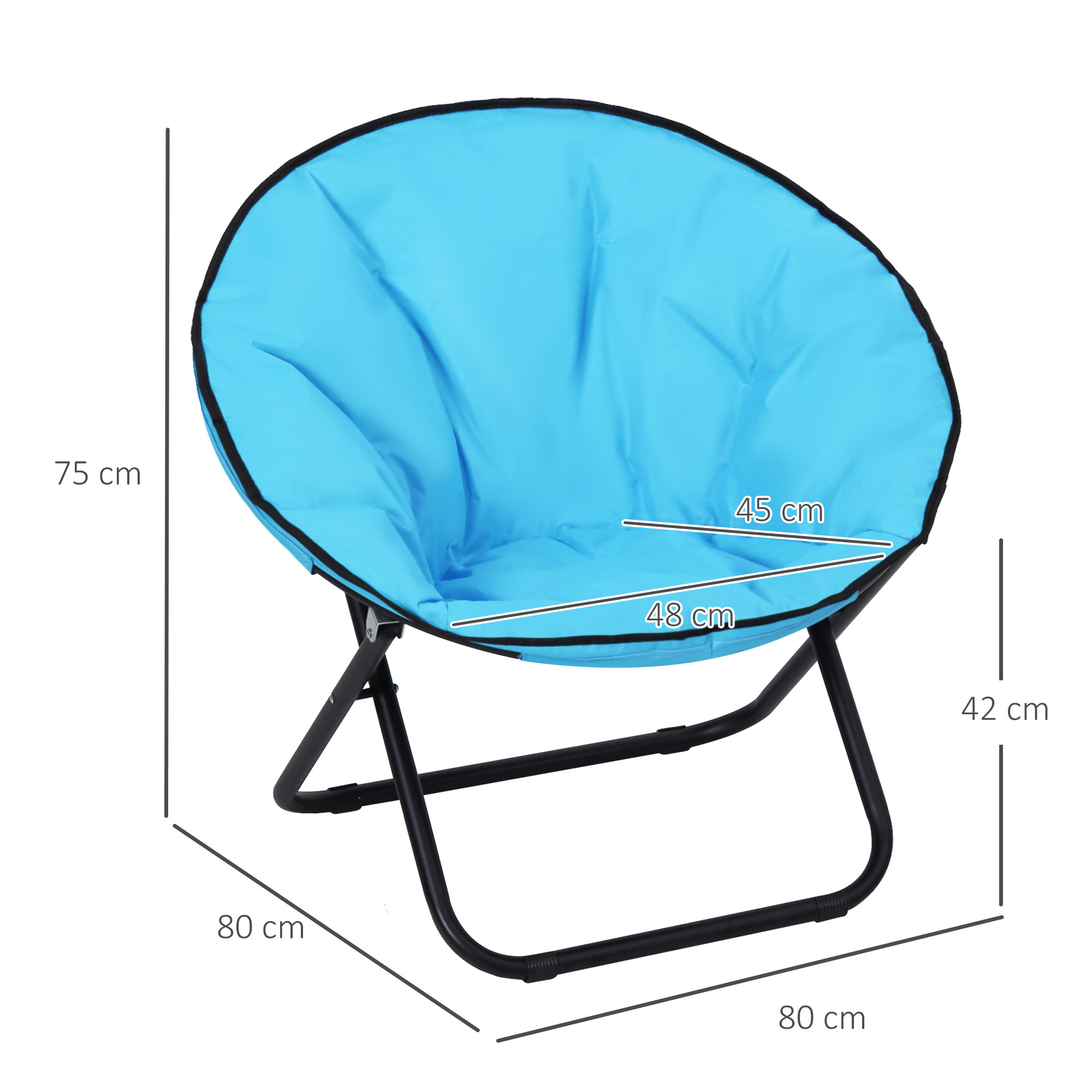 Campingstuhl Faltbar Campingsessel mit Lehne, Klappstuhl bis 120kg, gepolstert Moonchair Extra Breit, Faltsessel Outdoor Stuhl für Garten, Balkon, Camping, Blau