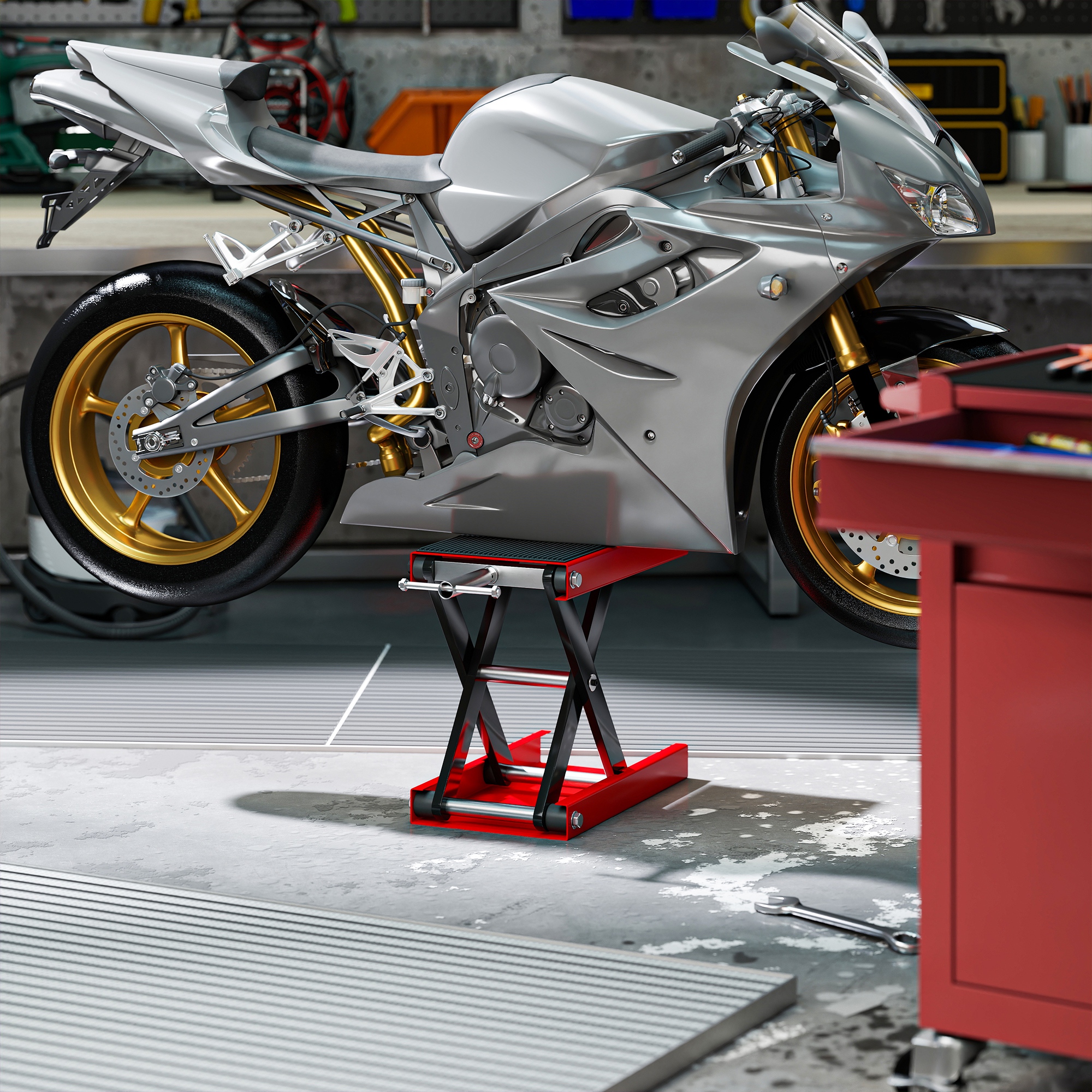 Motorradheber 500 kg Belastbar Motorradhebebühne 100-370 mm Höhenverstellbar