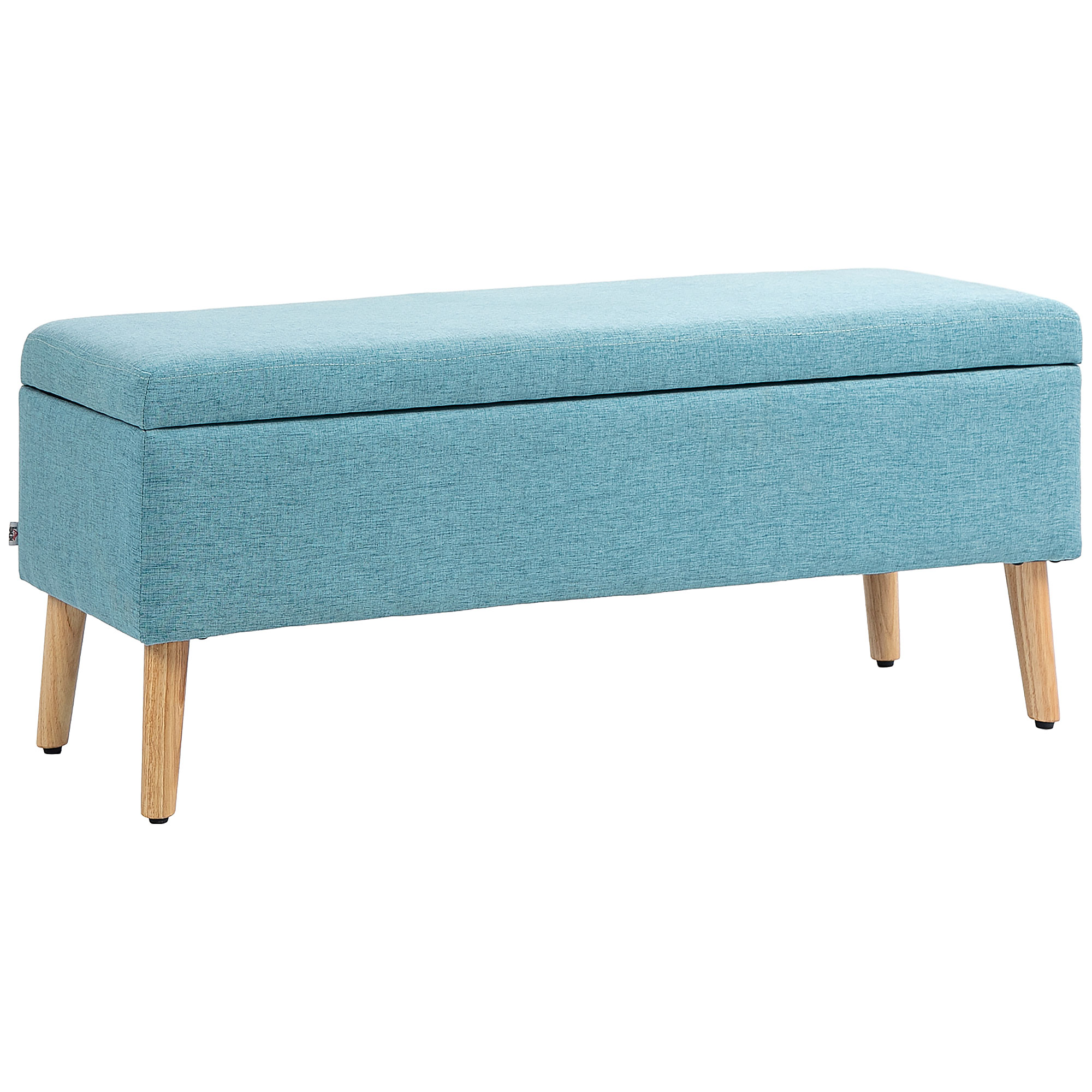 Sitzbank mit Stauraum, bis 220 kg, Leinenoptik, 110x39x45cm, Blau