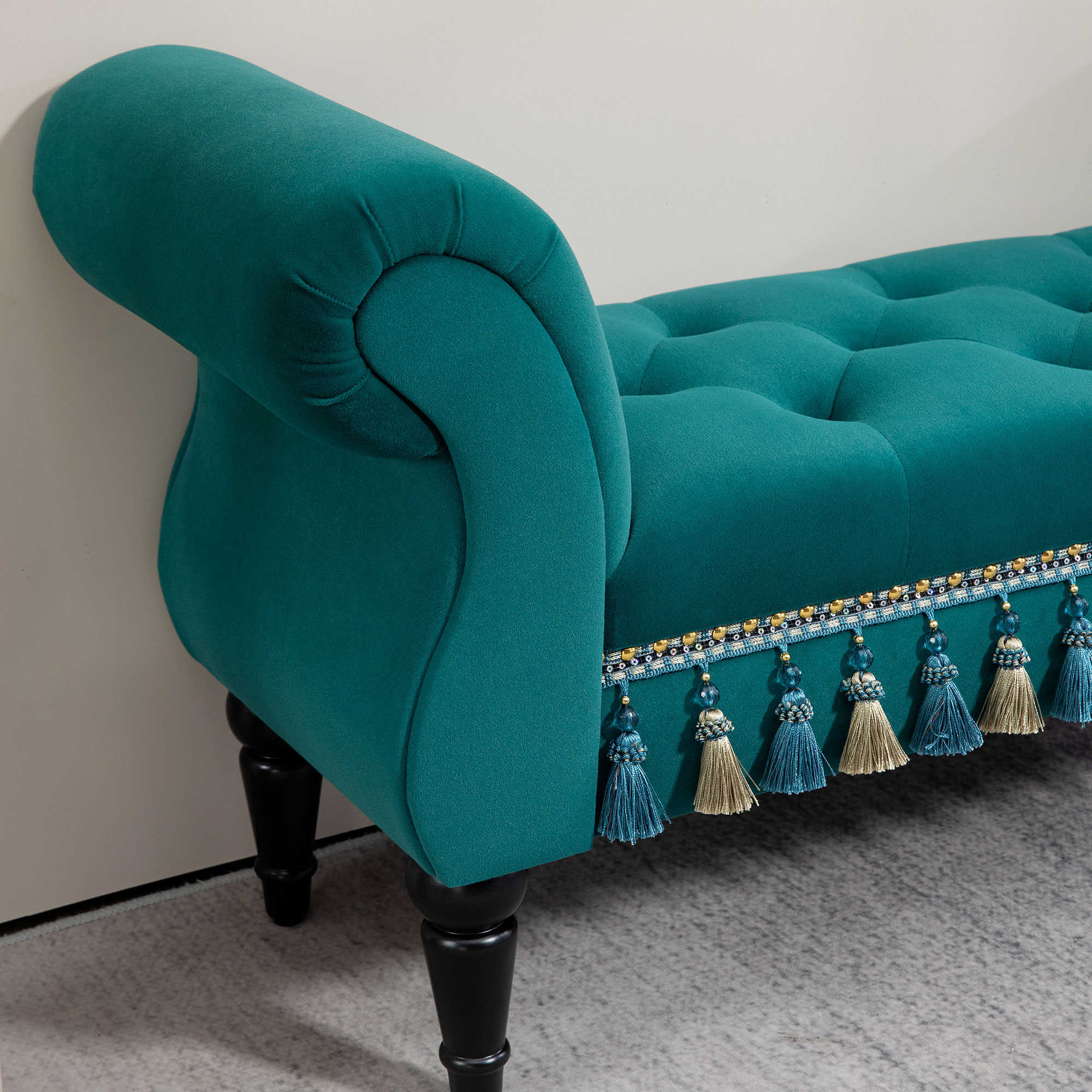 Polsterbank, Sitzbank, Vintage-Design, bis 150 kg, 117x40x58 cm, Grün