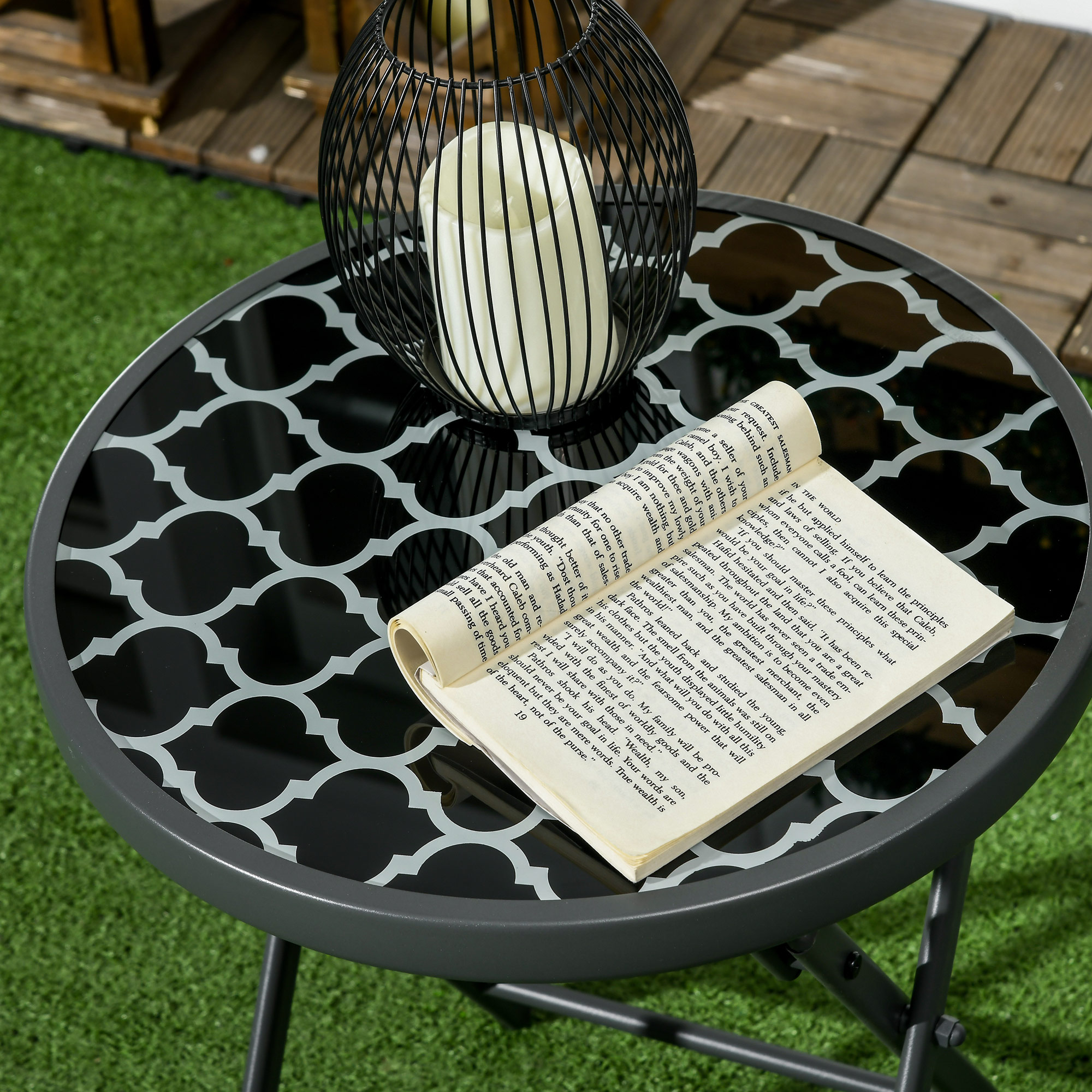 Gartentisch Klapptisch Garten-Klapptisch, rund, wetterbeständig, klappbar,  Ø45 x 50 cm, Schwarz