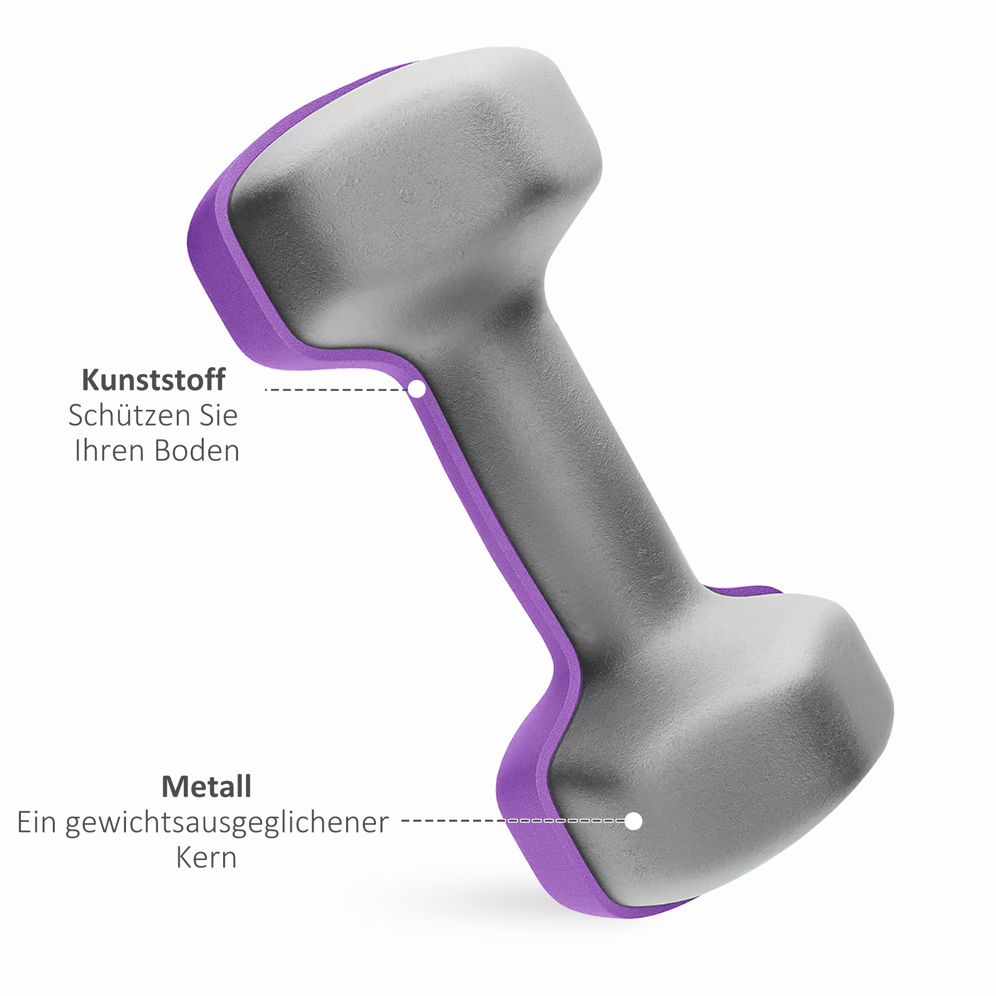 Hantelset mit Aufbewahrungsgestell, Set mit 6 Hanteln für Fitness-Training, 2 x 1kg, 2 x 2kg, 2 x 3kg