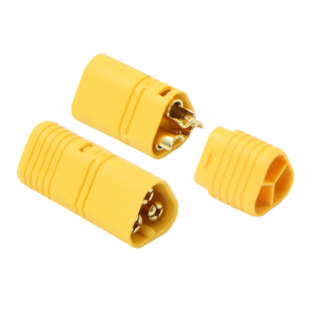 Hochstromstecker/Buchse MT60 3-polig vergoldet Grip mit Isolierkappe 1 Paar Hochstromstecker/Buchse MT60 3-polig vergoldet Grip mit Isolierkappe 1 Paar