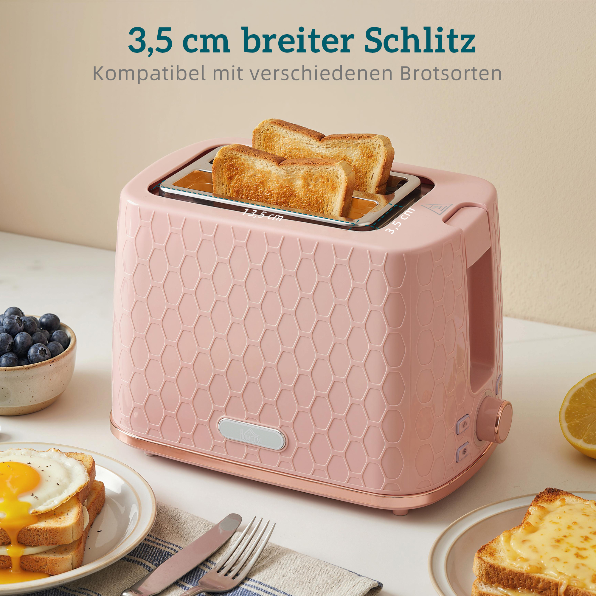 Wasserkocher- und Toaster-Set, 1,7L 2200W Schnellkoch-Wasserkocher mit automatischer Abschaltung und 2-Scheiben-Toaster mit Krümelschublade, Rosa