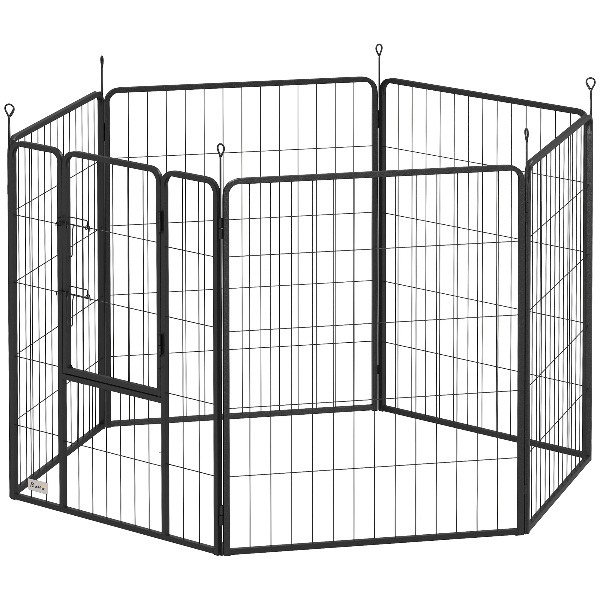Hundezaun, Haustiergehege, 6 Paneele, Stahl, faltbar, Grau