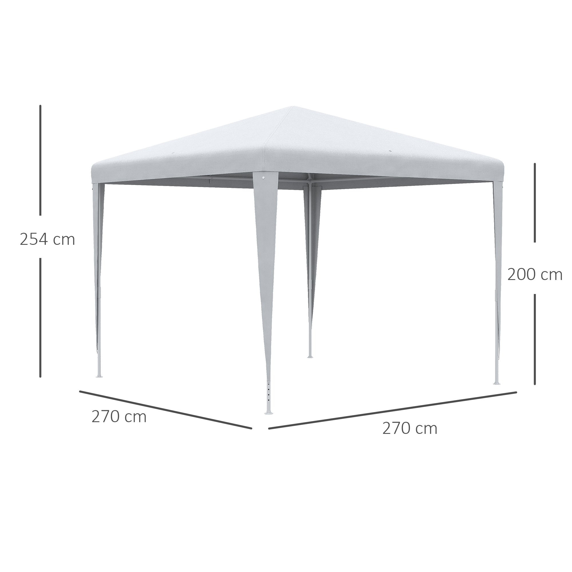 Pavillon 2,7x2,7m Rechteckig Wasserabweisend Stabil Winterfest Pavillon Partyzelt Gartenzelt Gartenpavillon Festzelt für Camping Garten, Weiß