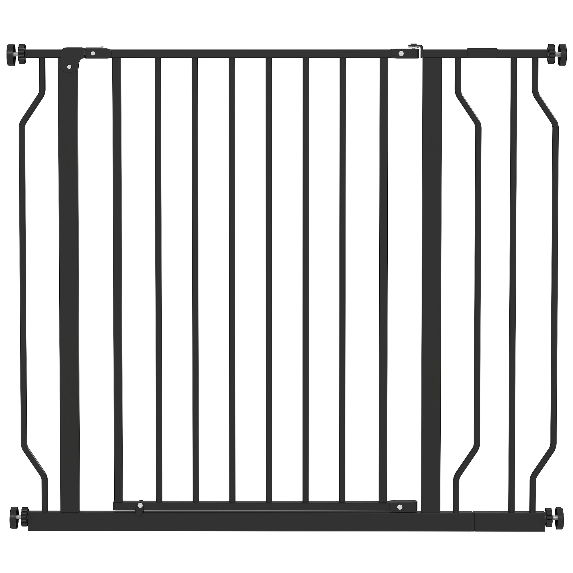 Hunde-Absperrgitter, Klemmmontage, verstellbare Länge, Stahl/ABS, 75-95 x 76cm, Schwarz